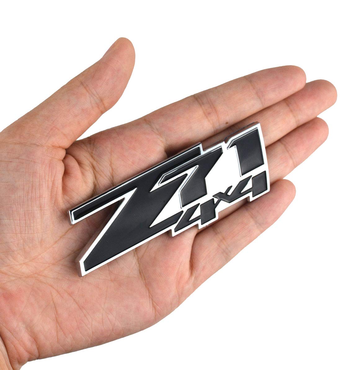 Aimoll 2pcs Z71 4x4 Emblems Badges, 3D ABS Chrome Black Decals for Chevy GMC Silverado, Model AL