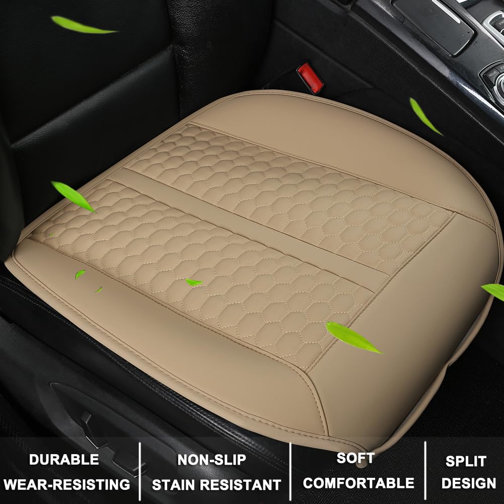 Black Panther Car Seat Cover, 1 Piece Universal Sideless Driver Seat Protector With Lumbar Support And Headrest Cover (Beige)