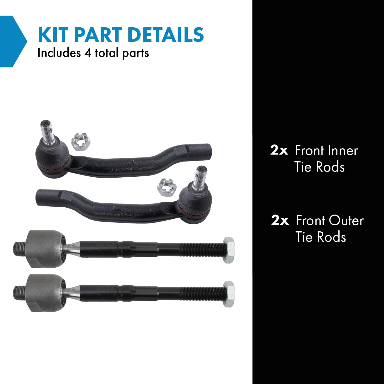 Trq Front Tie Rod Set Compatible With 2013-2018 Toyota Avalon 2012-2017 Camry