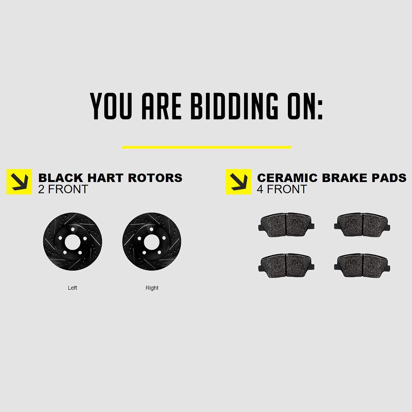 Hart Brakes Front Brakes And Rotors Kit |Front Brake Pads| Brake Rotors And Pads| Ceramic Brake Pads And Rotors |Fits 2006-2016