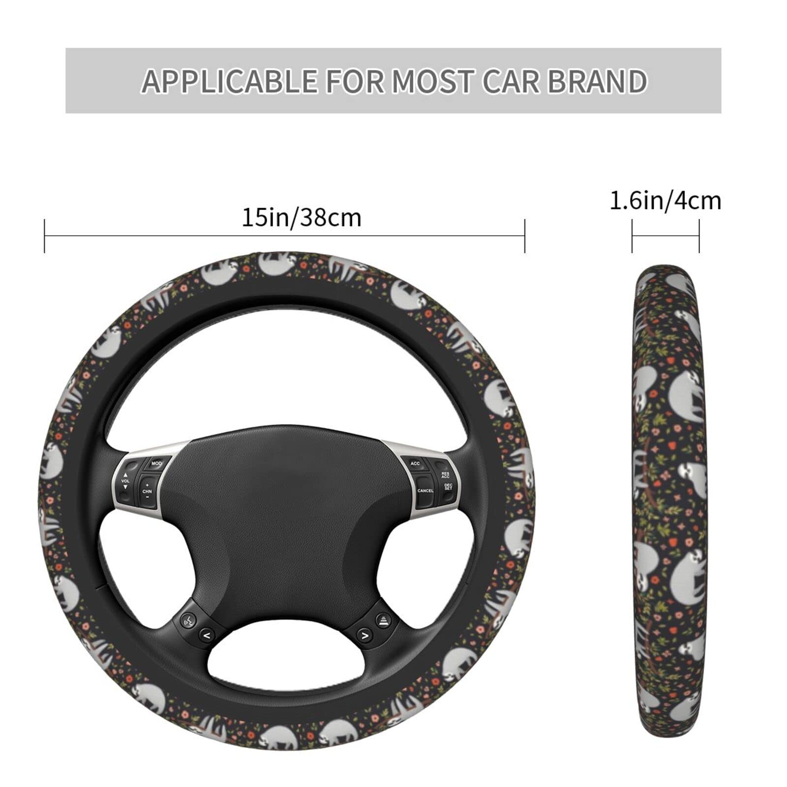 Sloth On Tree Steering Wheel Cover 15 Inch Universal Neoprene Steering Wheel Covers For Women Men Car Steering Wheel Wrap Car In