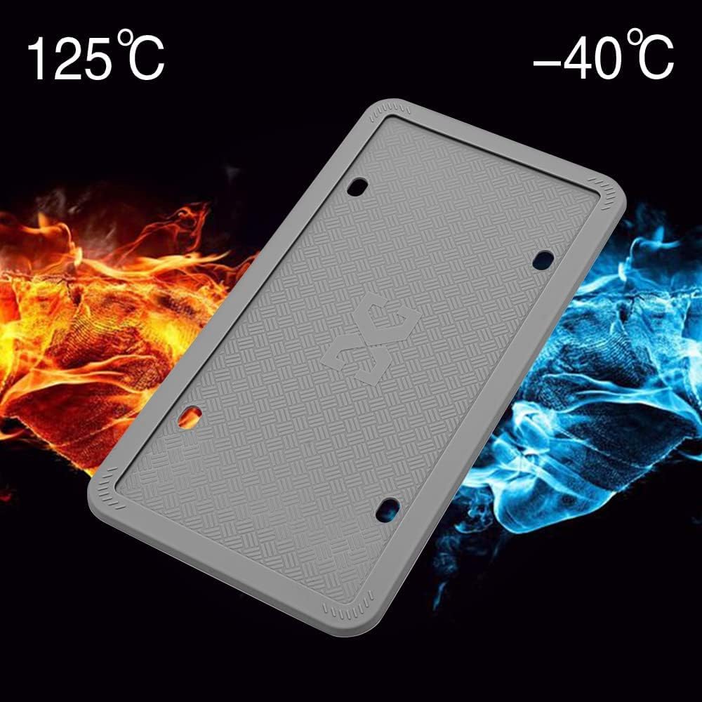 Xclpf Silicone Gray License Plate Frame Covers 1 Pack- Front And Back Car Plate Bracket Holders. Rust-Proof, Rattle-Proof, Weath