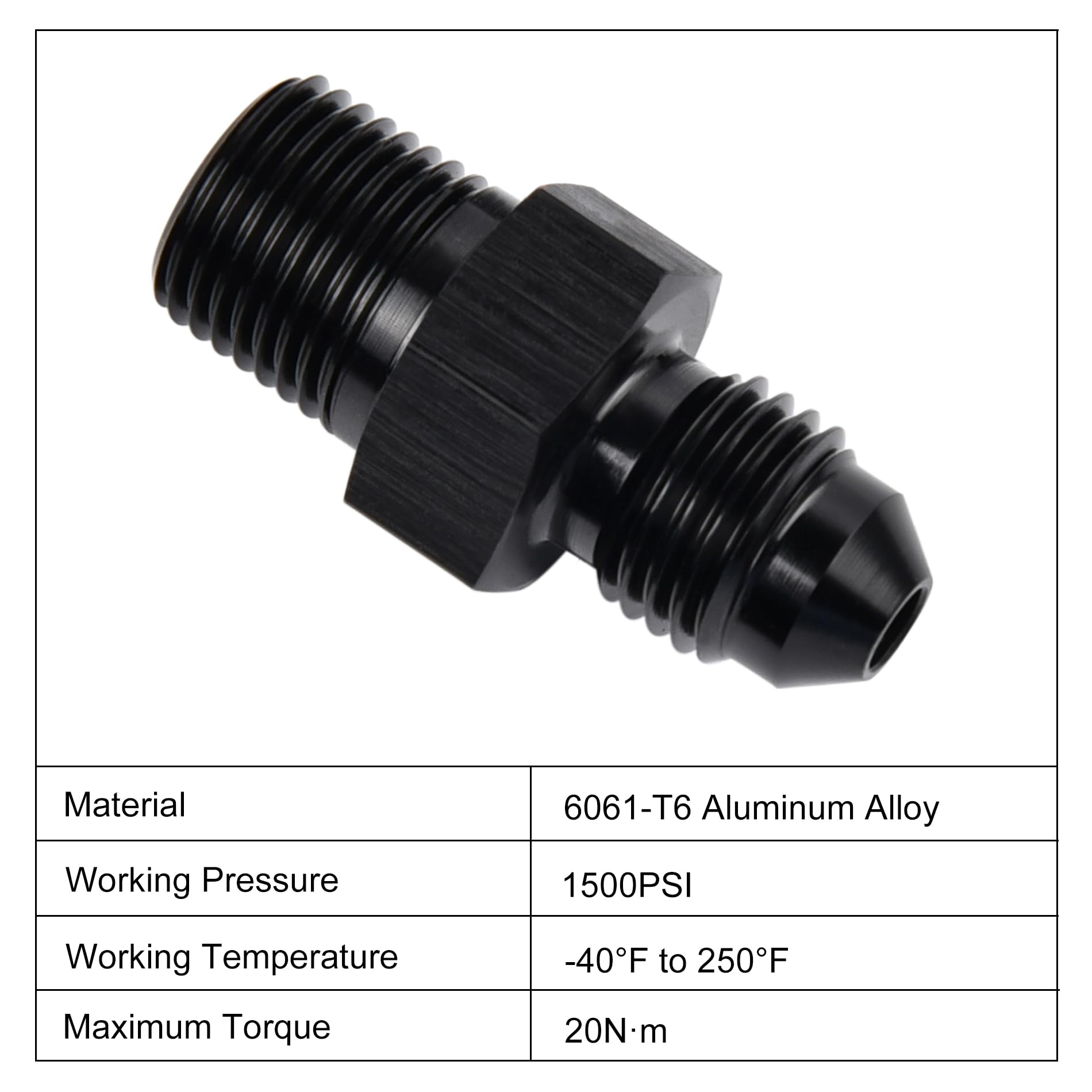 EVIL ENERGY 4AN Male Flare to 1/8'' NPT Pipe Fitting Adapter Aluminum Straight Black 4PCS