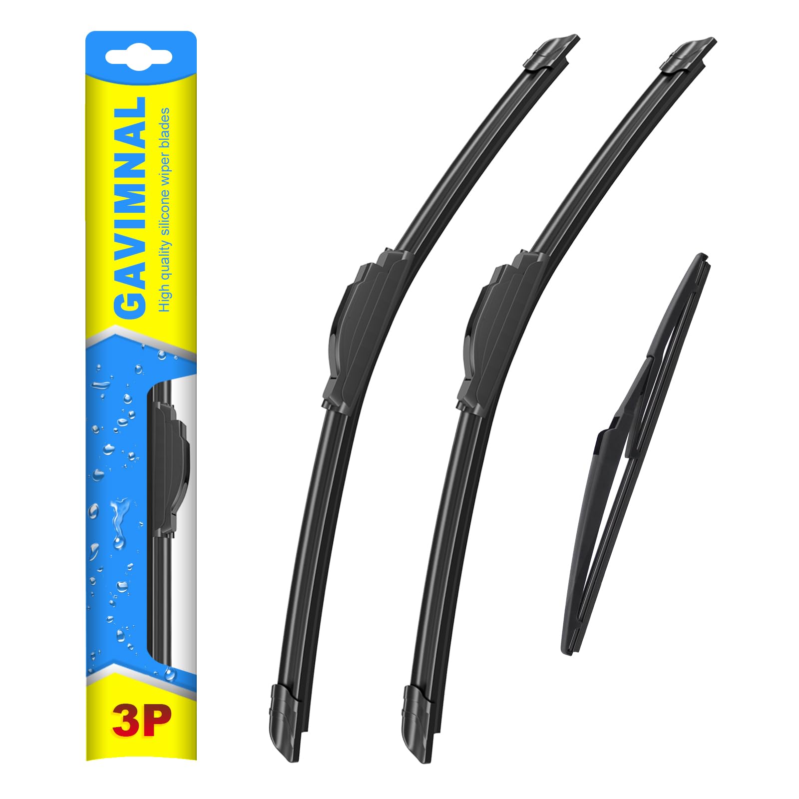 Gavimnal 24''+19''+12'' Silicone Wiper Blades Replacement For Dodge Journey 2009-2020,All-Season Front Rear Windshield Wiper Bla