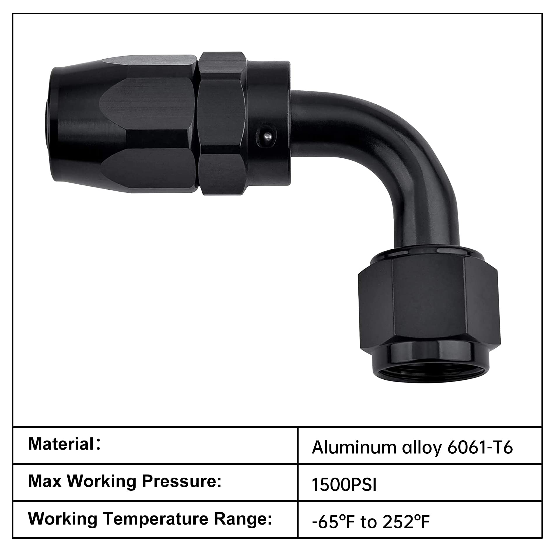 Evil Energy 8An Hose End Fitting 90Degree Swivel For Cpe Braided Hose Black 2Pcs