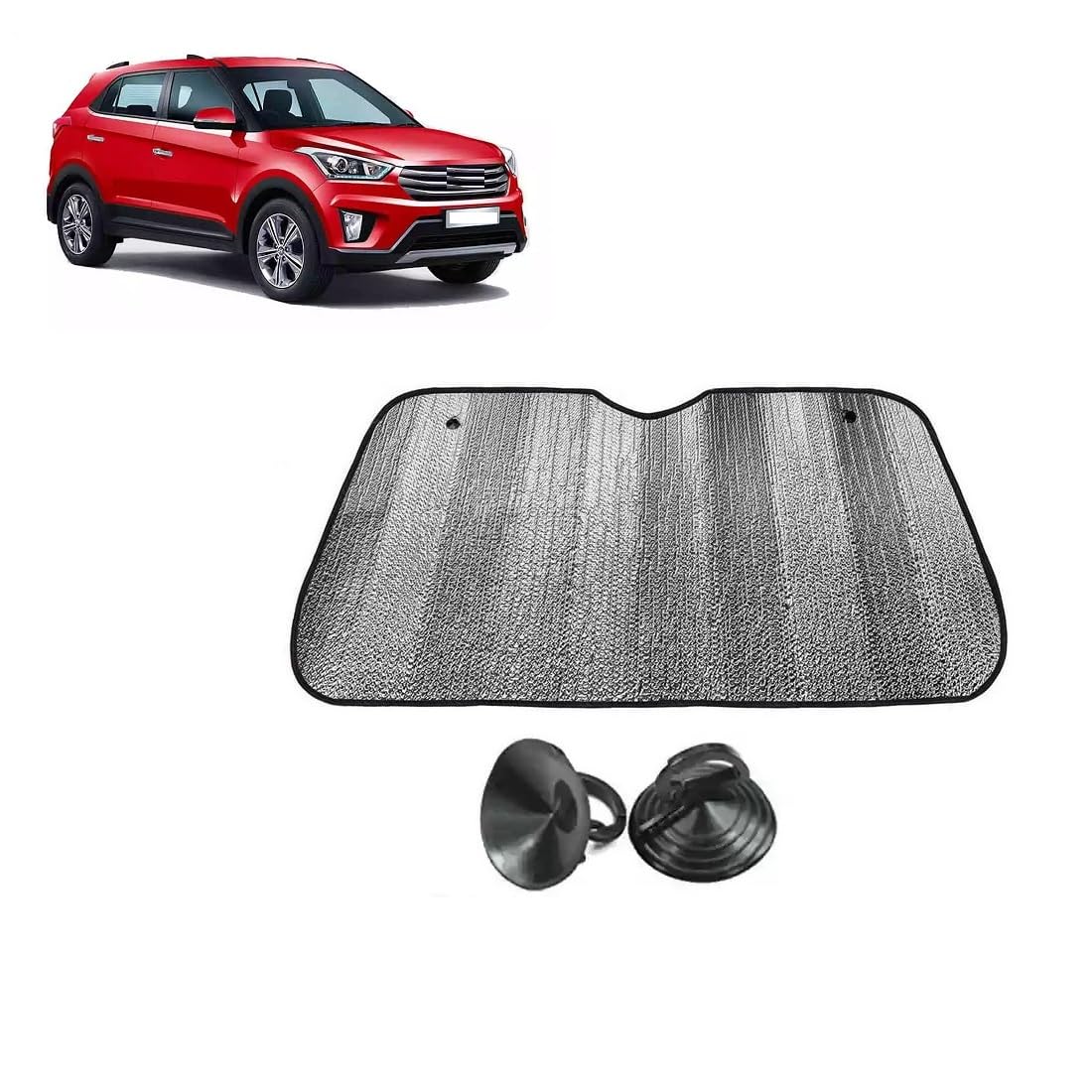 Car Windshield Sun Shade UV Rays Protector Silver Sunshade Solar Reflective suitable for H y u n d a i Creta