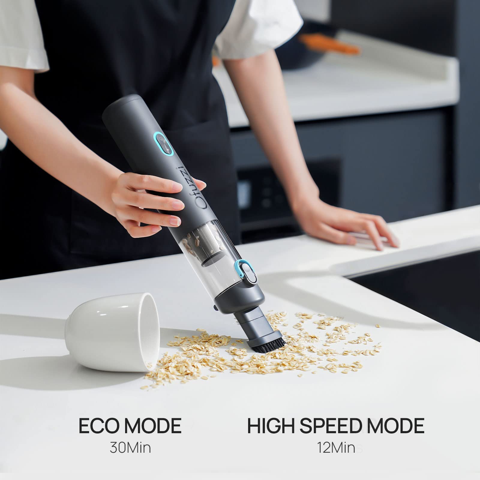Ofuzzi H8 Apex Portable Car Vacuum Cleaner, 12000Pa, 1.2lbs, USB-C Charging, Gray