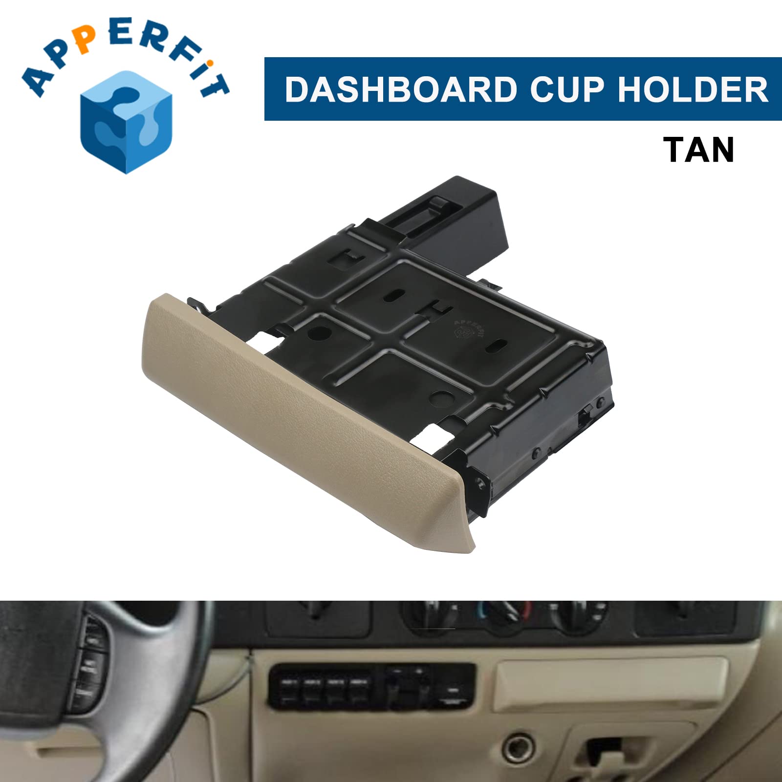 APPERFiT Dash Cup Holder Replacement for 2005-2007 Ford Super Duty Tan CP006