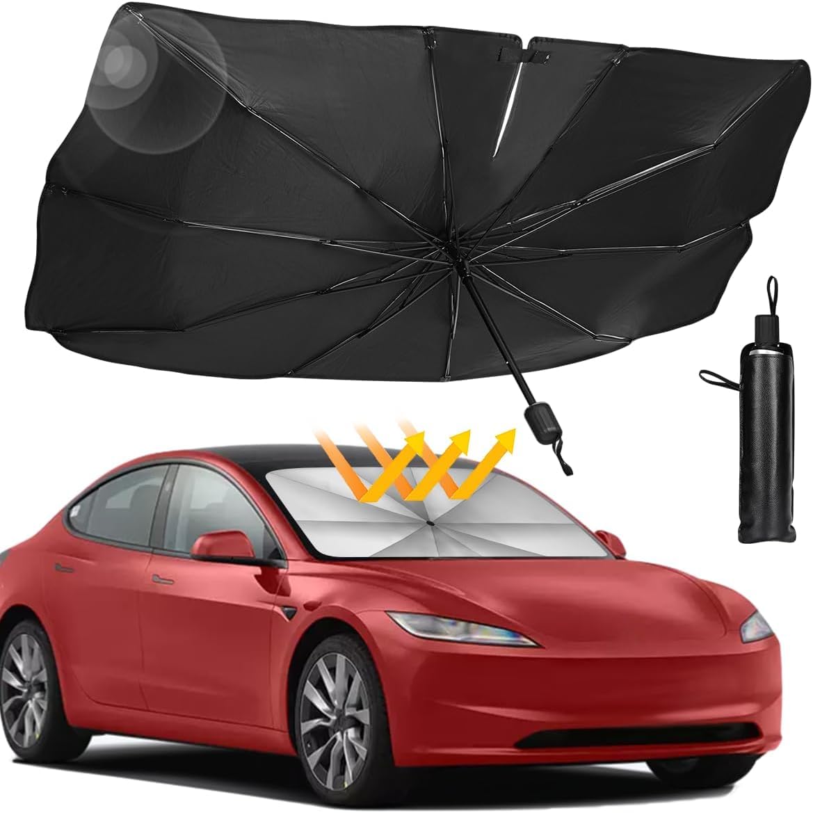 Drofail Car Sunshade Windshield Cover Heat Sun Visor Protector Umbrella Windshield Insulation Foldable Suitable for Various Car 