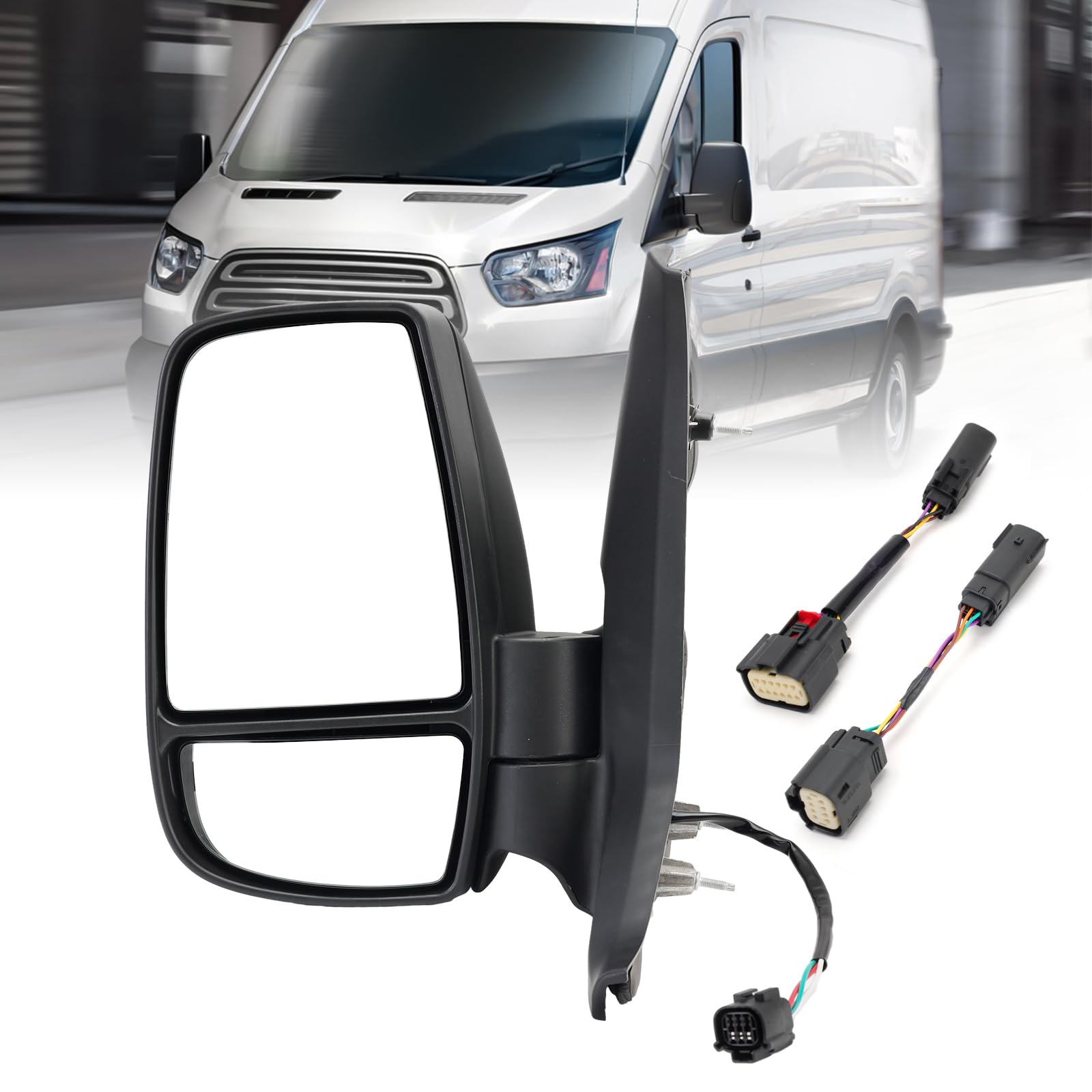 Mofoap Driver Side Mirror,Mirror Assembly Compatible With 2015-2025 Ford Transit 150 250 350 350 Hd,Transit Tow Power Glass,Towi