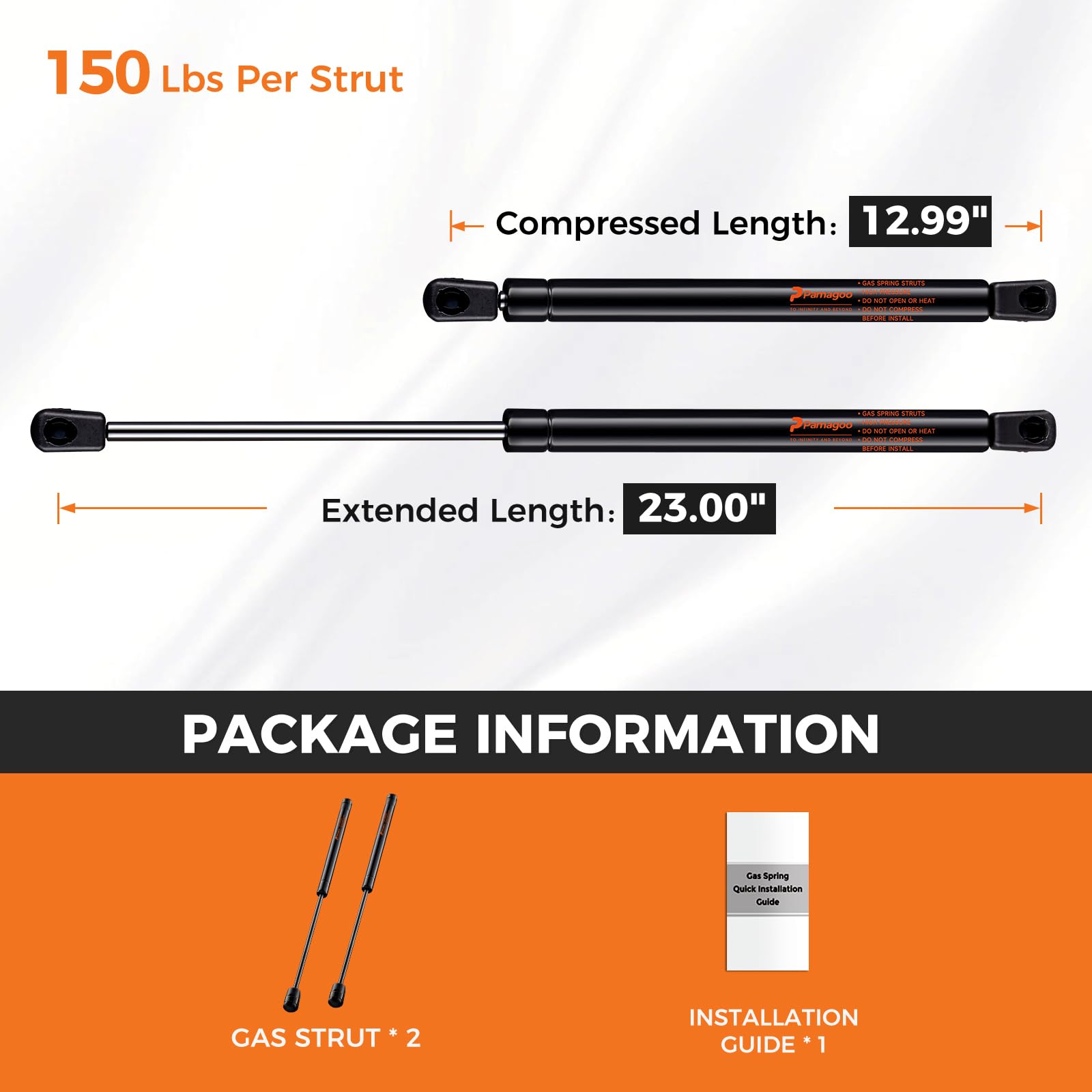 23 Inch 150 Lbs Strut Se230P150 Gas Prop Shock 23'' Per Prop Shock Lift For Tonneau Cover Heavy-Duty Floor Tanning Bed Storage R