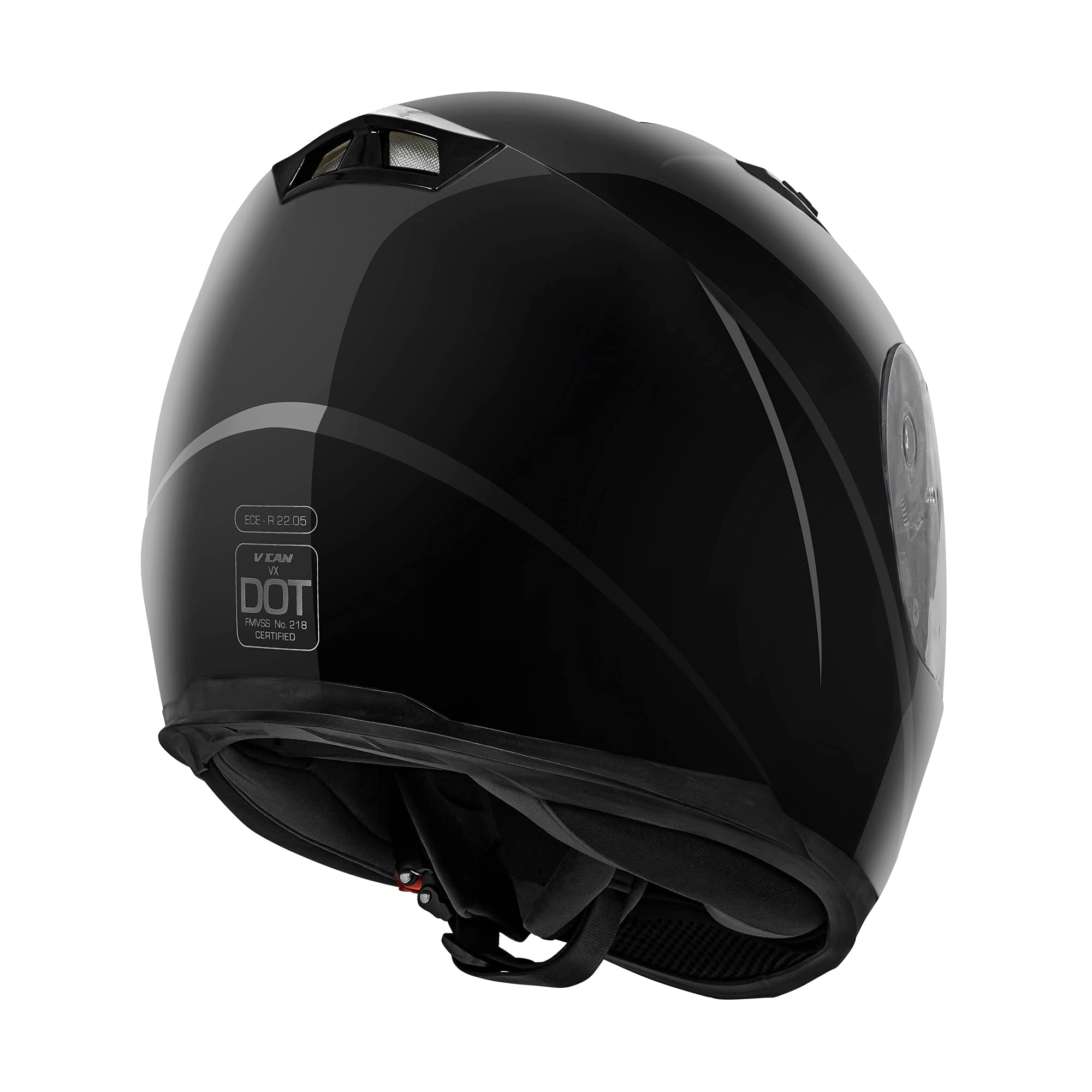 Vcan Vx Lightweight Full Face Motorcycle Street Bike Helmet With Extra Tinted Visor Dot Approved (Gloss Black, Medium)