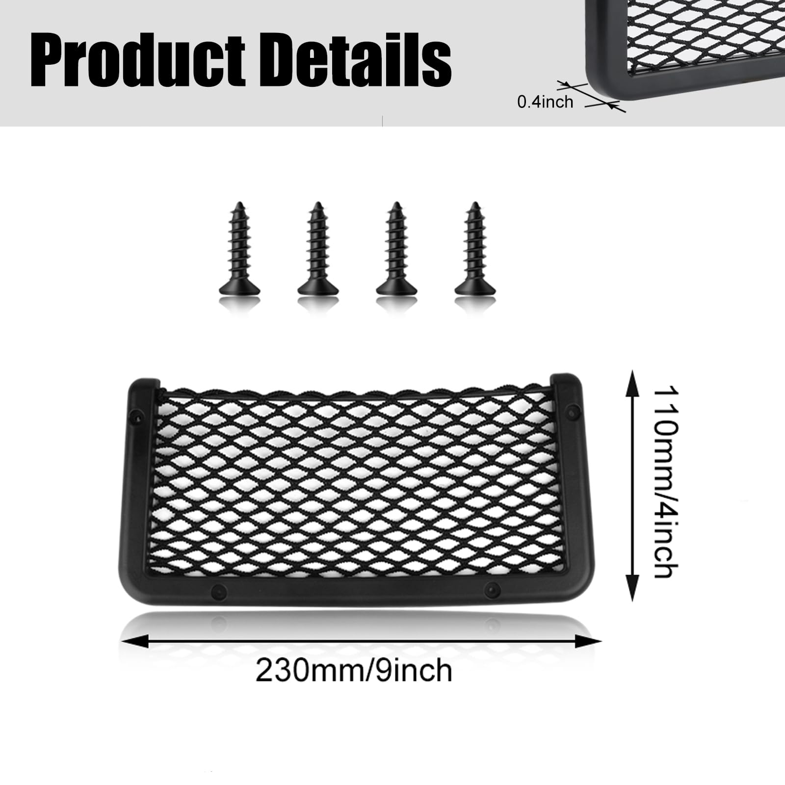 4 Pieces ABS Plastic Frame Automotive Cargo Nets Car Net Pocket Phone Car Mesh Net Holder RV Storage Boat Cargo Pocket Organizer