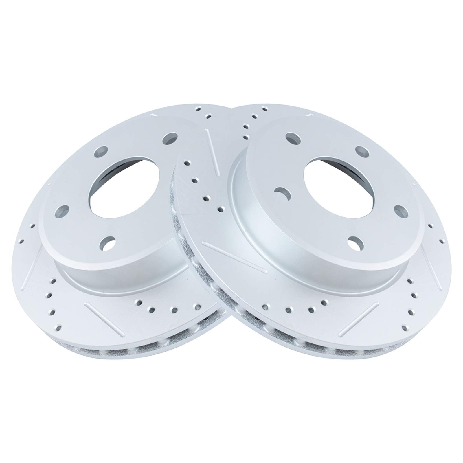 Trq Front Performance Brake Rotors Set Premium G-Coated Cross Drilled & Slotted Compatible With 2005-2010 Dodge Dakota 2006-2009