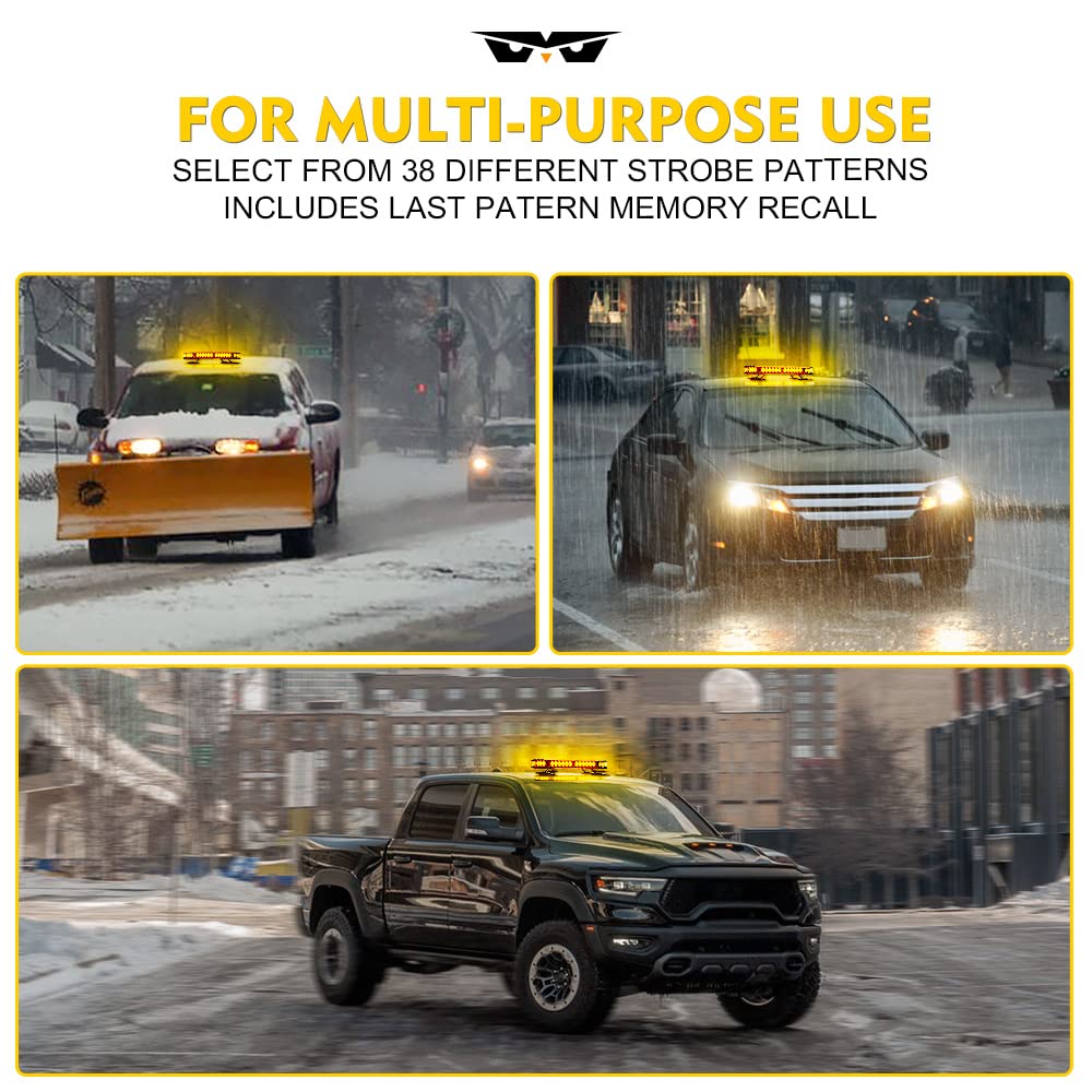 LUMENIX 42" LED Rooftop Strobe Beacon Light Bar, Amber High Bright Hazard Warning for Vehicles, Tow Trucks, Snowplows