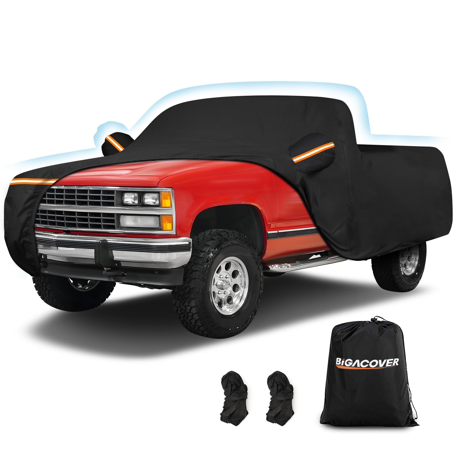 Car Cover For Chevrolet C/K 1500/2500/3500 1988-1999, Waterproof 210D Oxford Cloth And Cotton Cover Outdoor Full Car Covers With
