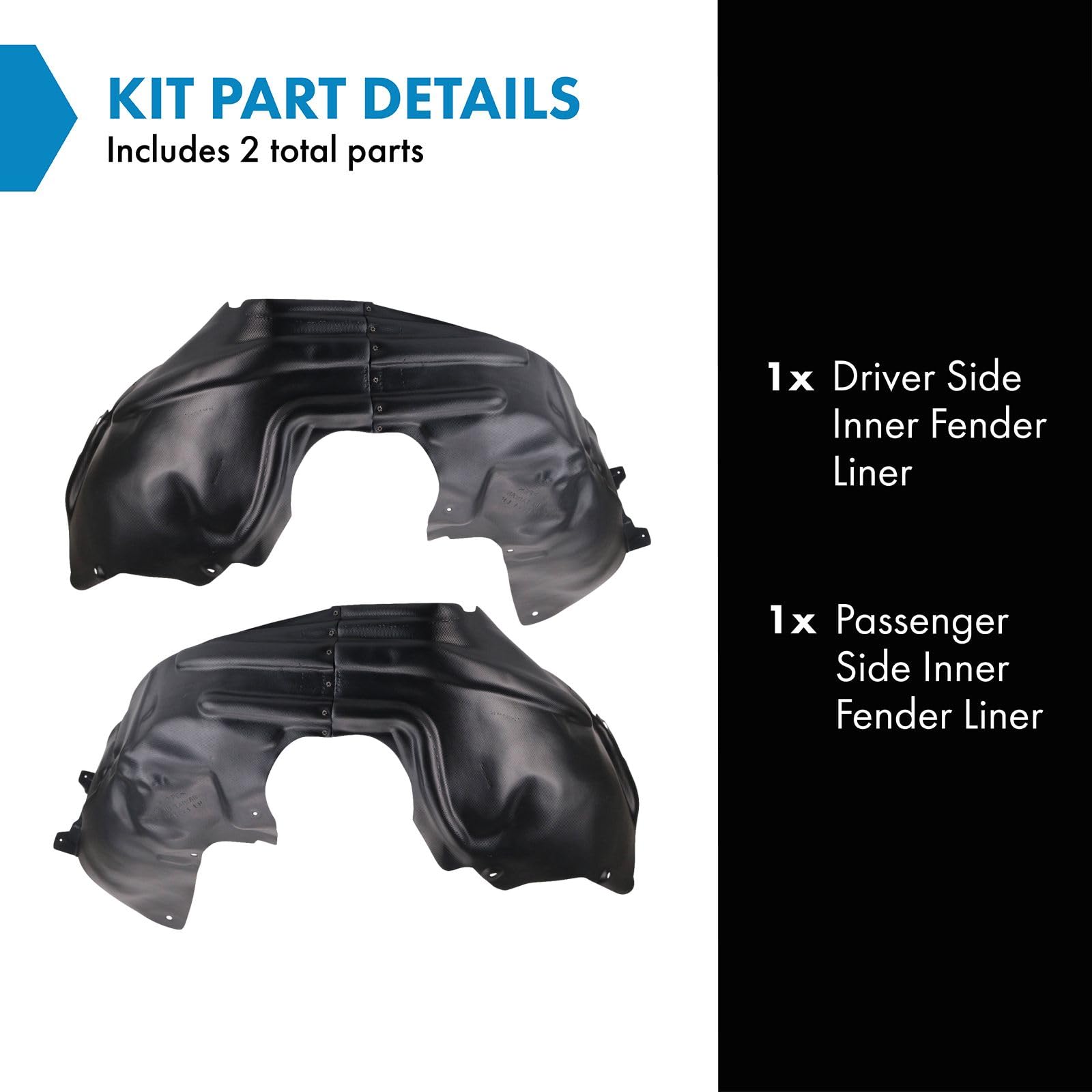 Trq Inner Fender Liner Set Compatible With 2014-2018 Jeep Cherokee Ch1248162 Ch1249162