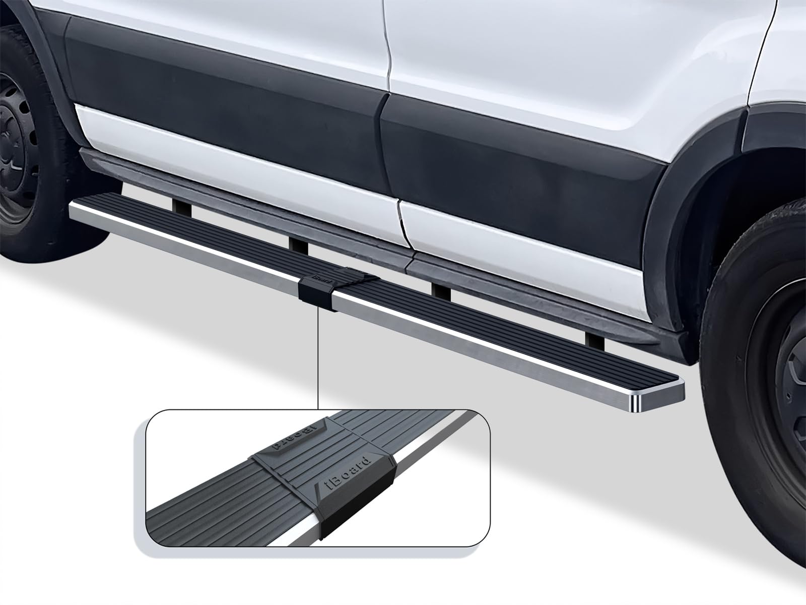 APS Running Boards 6 inches Silver Compatible with Ford Transit 2015-2025 Full Size Van 3-Door (Exclude 2022-2025 E-Transit) 304