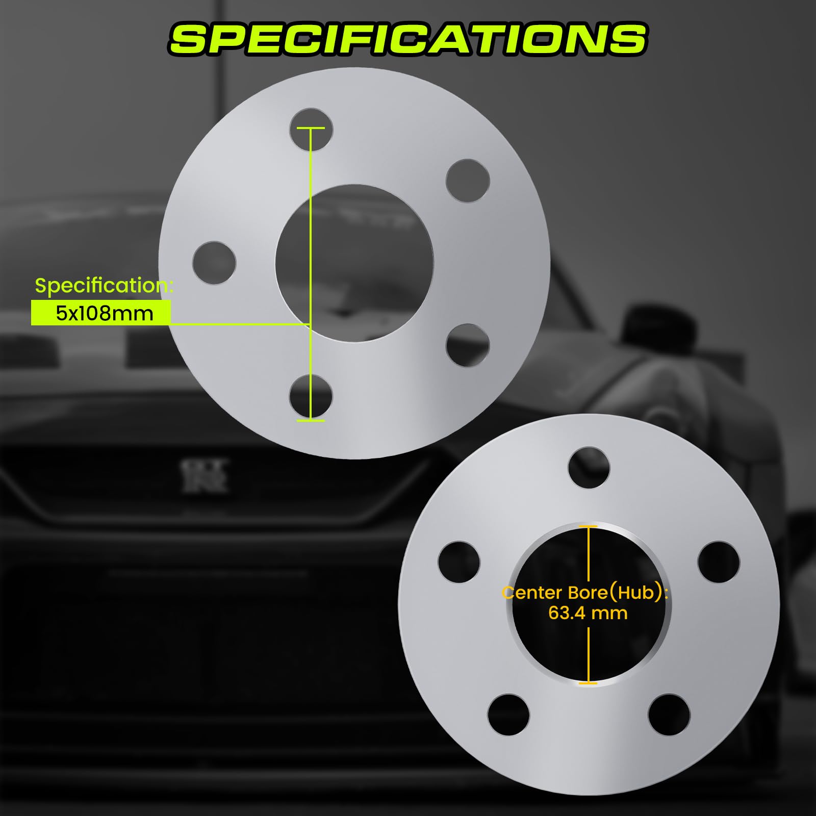 3Mm Hubcentric Wheel Spacers 5X108 Compatible For Ford Fusion Jaguar F-Type Xf Xj Xjr Xk Xkr Xe S-Type X-Type Compatible For Lin