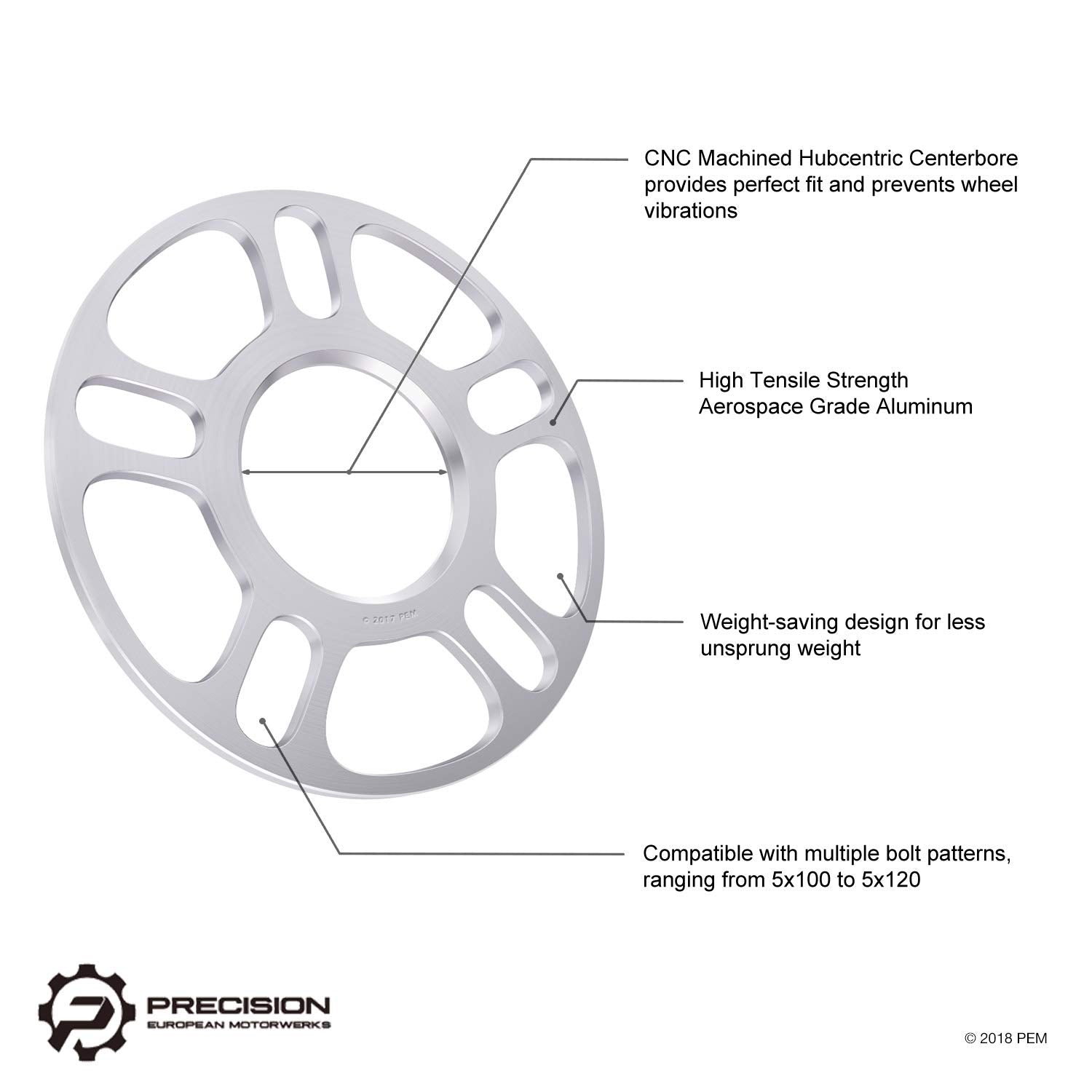 Stancemagic - 5Mm 5X114.3 Hubcentric Wheel Spacers (60.1Mm Bore) Compatible With Toyota Avalon Camry Supra Scion Tc Lexus Es300 Es330 Es350 Is250 Is300 Is350 Gs300 Gs350 (Silver - Pack Of 2)