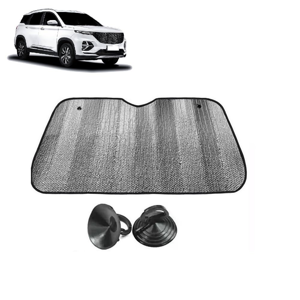 Car Windshield Sun Shade UV Rays Protector Silver Sunshade Solar Reflective suitable for MG Hector Plus
