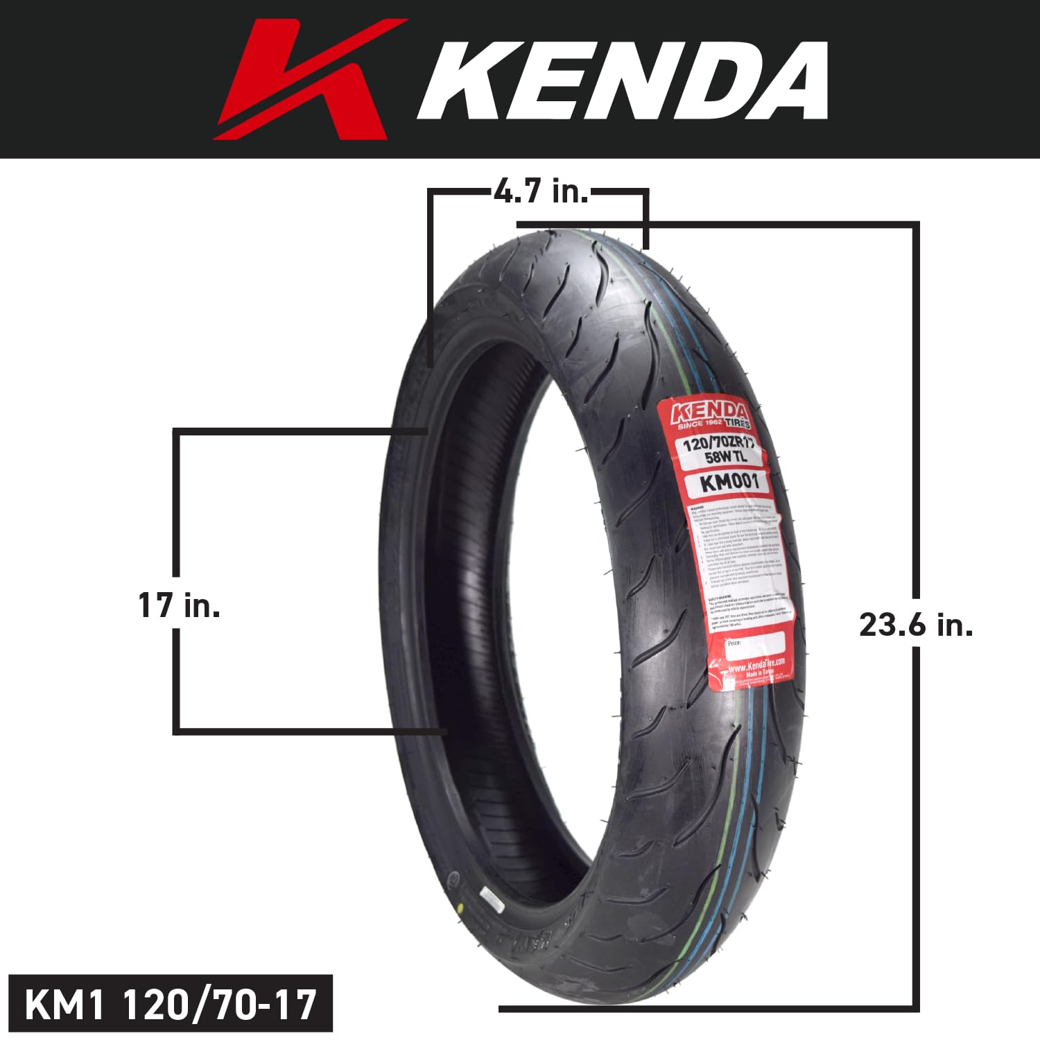 Kenda KM1 Radial Tires for Sport Touring Motorcycles - 120/70ZR17 Front & 190/50ZR17 Rear, High-Speed Stability & Wet Grip, 2-Pack