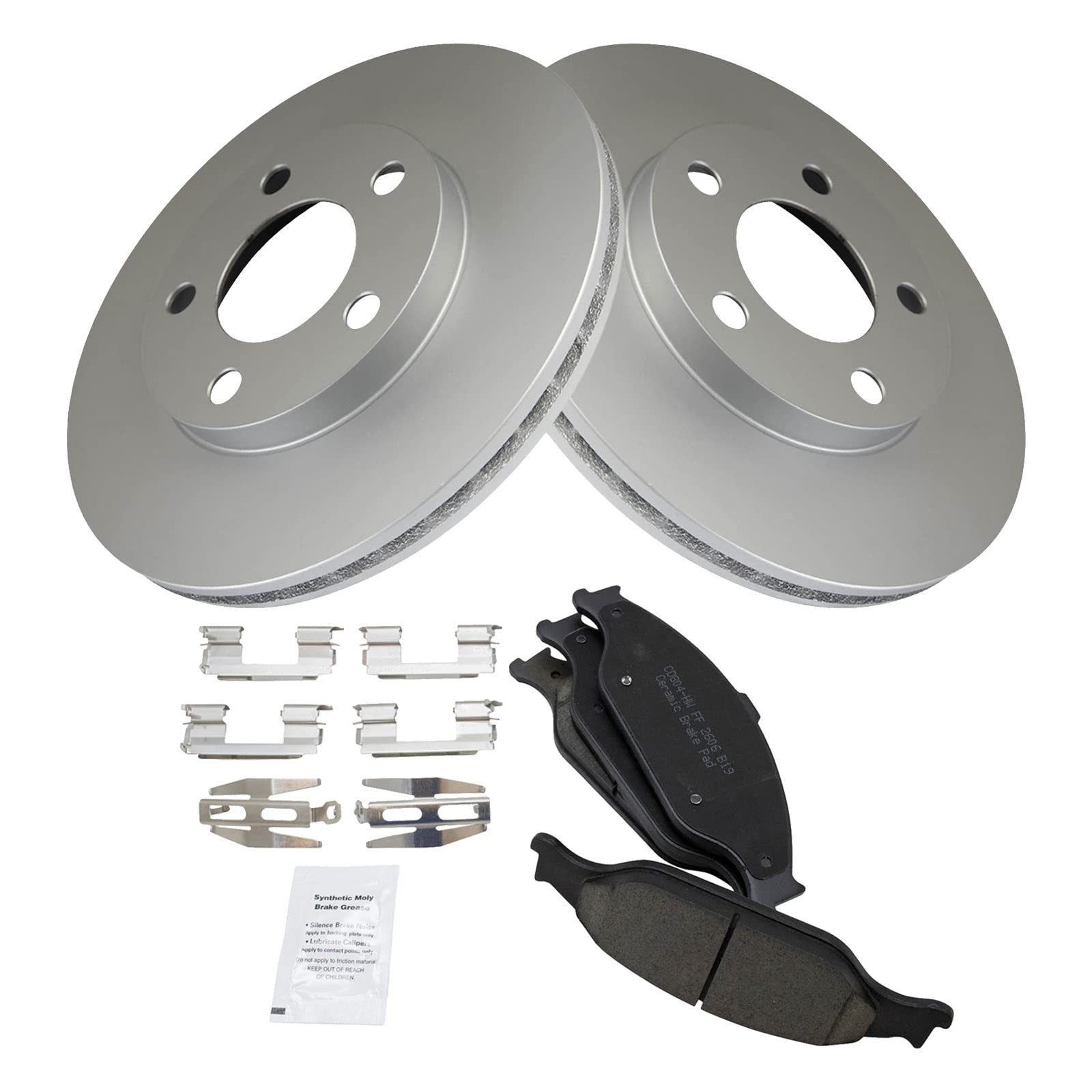 Trq Front Brake Pad & Rotor Kit Brake Pads Brake Rotor Ceramic Premium G-Coated Compatible With 1999-2004 Ford Mustang