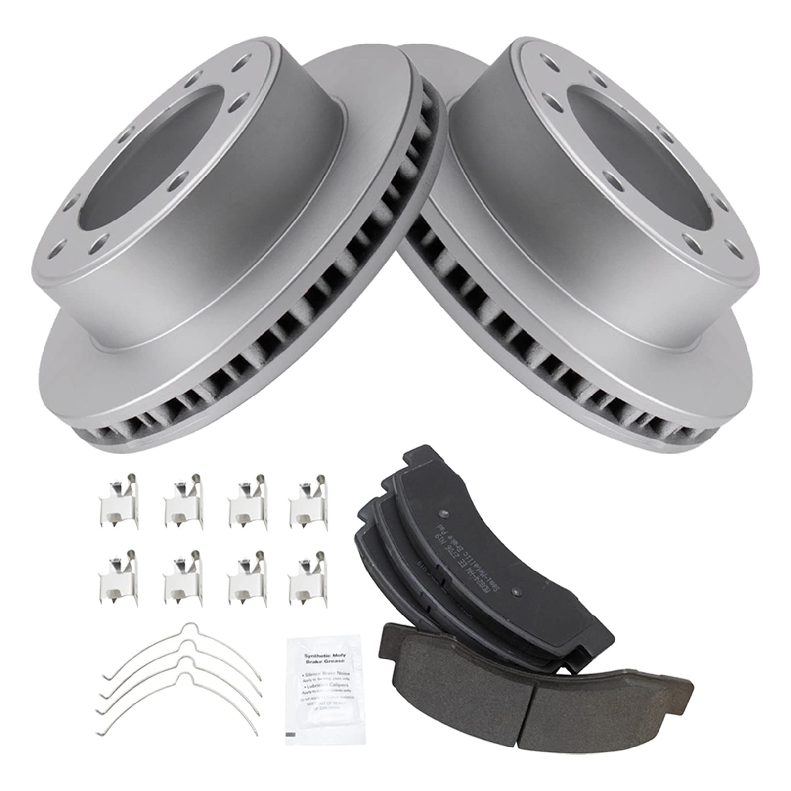 Trq Front Brake Pad & Rotor Kit Brake Pads Brake Rotor Semi-Metallic Premium G-Coated Compatible With 2000-2005 Ford Excursion 2