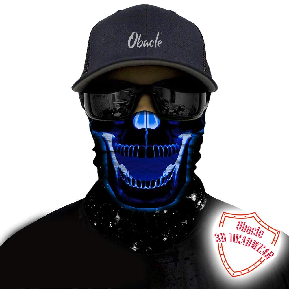 Obacle Skull Face Mask Half Sun Dust Wind Protection 3D Tube Mask Seamless Durable Face Mask Bandana Skeleton Face Mask Motorcyc