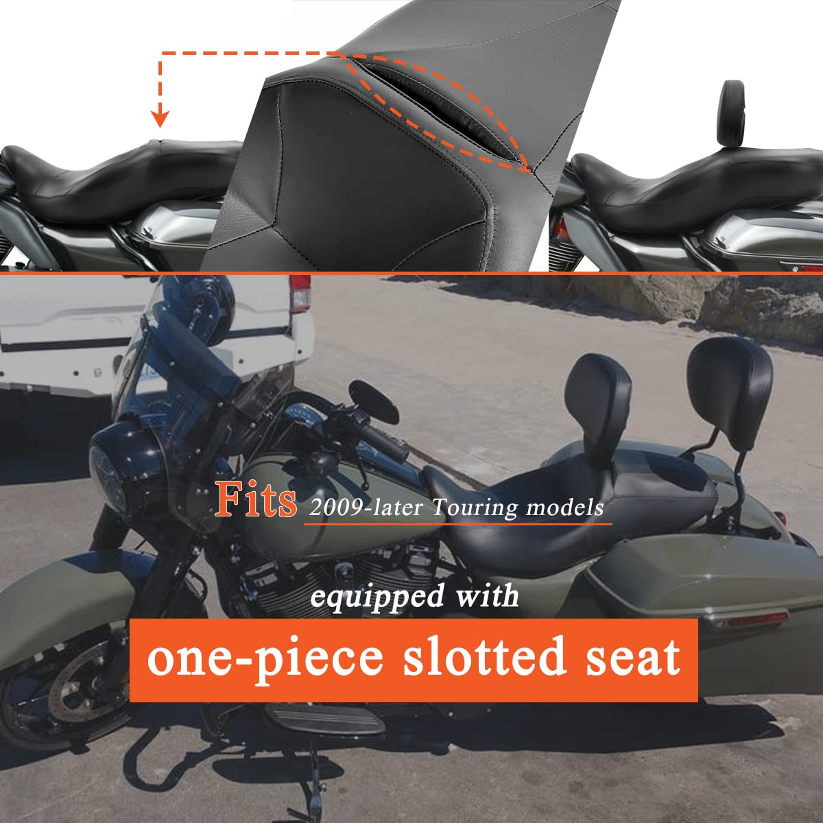 FOVPLUE Adjustable Rider Backrest, Detachable Plug-in Driver Backrest Pad w/Mounting Kit for Harley Touring 2009-2024,CVO Road G