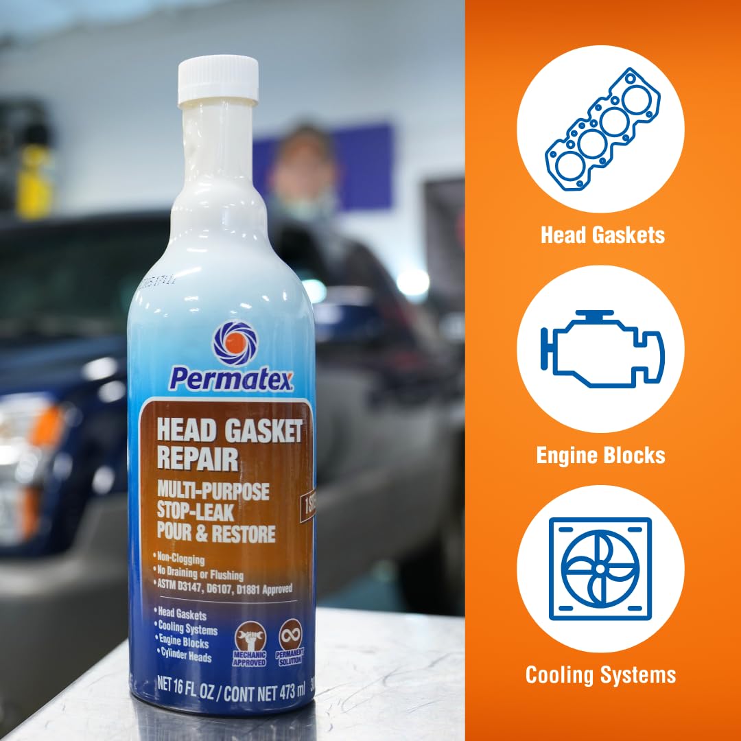 Permatex Head Gasket Repair - Multi-Purpose Stop-Leak, 16 fl oz, Model 30300, Seals and Prevents Future Leaks