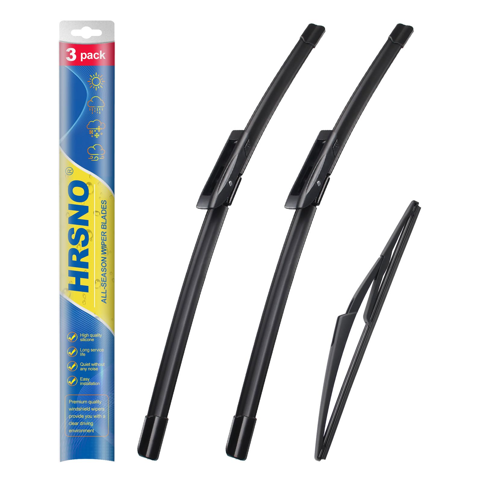 Hrsno 18''+19'' Windshield Wipers With 10'' Rear Wiper Blade Sets Automotive Replacement For Mini Cooper 2013,Easy For Installat
