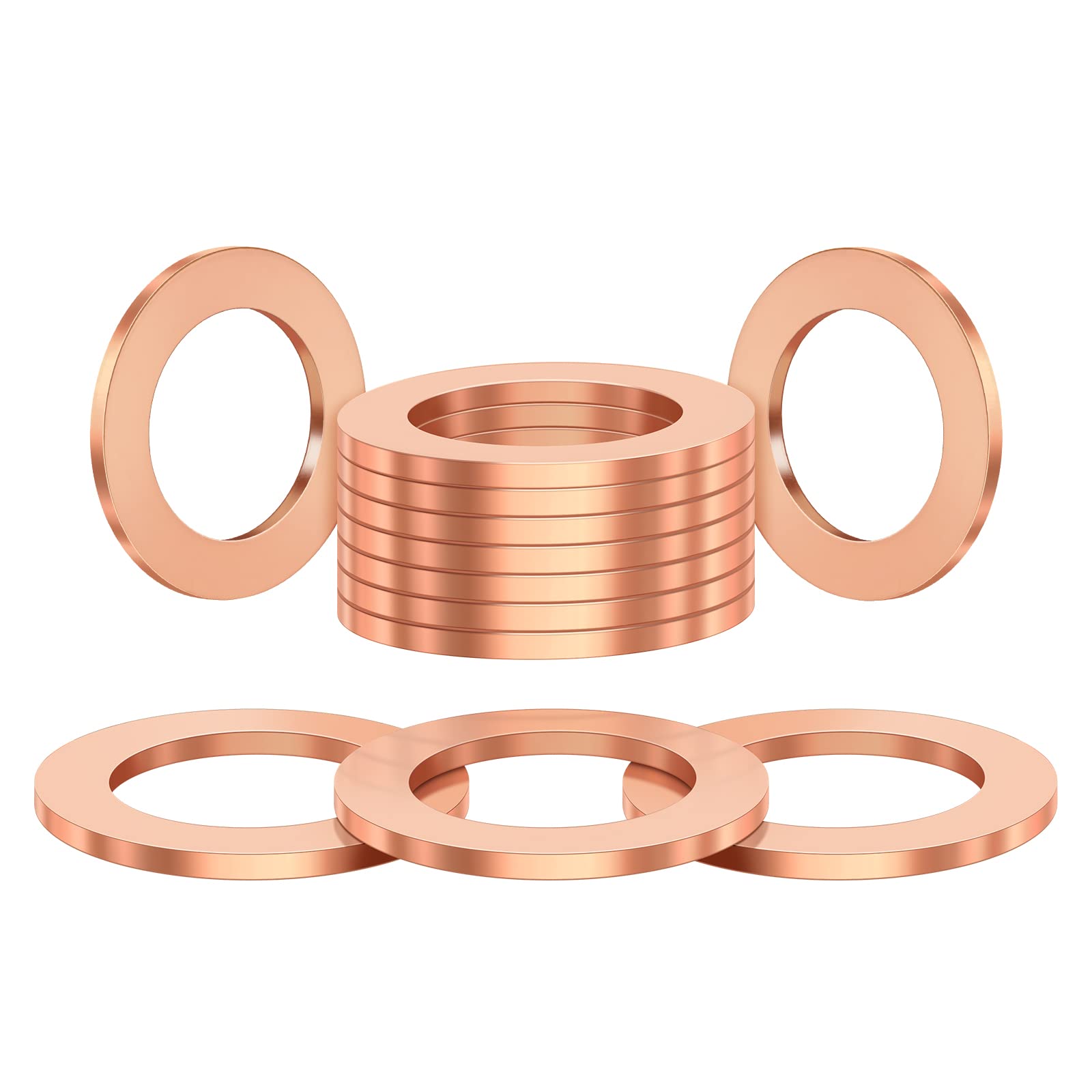 Deefill (20Pcs) M14 Red Copper Oil Drain Plug Crush Washers Coolant Seal Ring Gasket Dfl-030