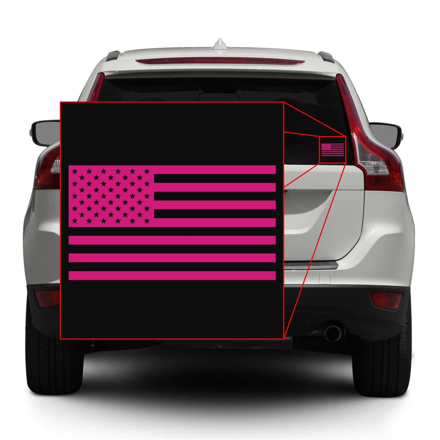 Hill Country Vinyl American US Flag Vinyl Decal Sticker, 3.5in x 2in, Matte Hot Pink for Laptop/Car/Truck/Window/Bumper
