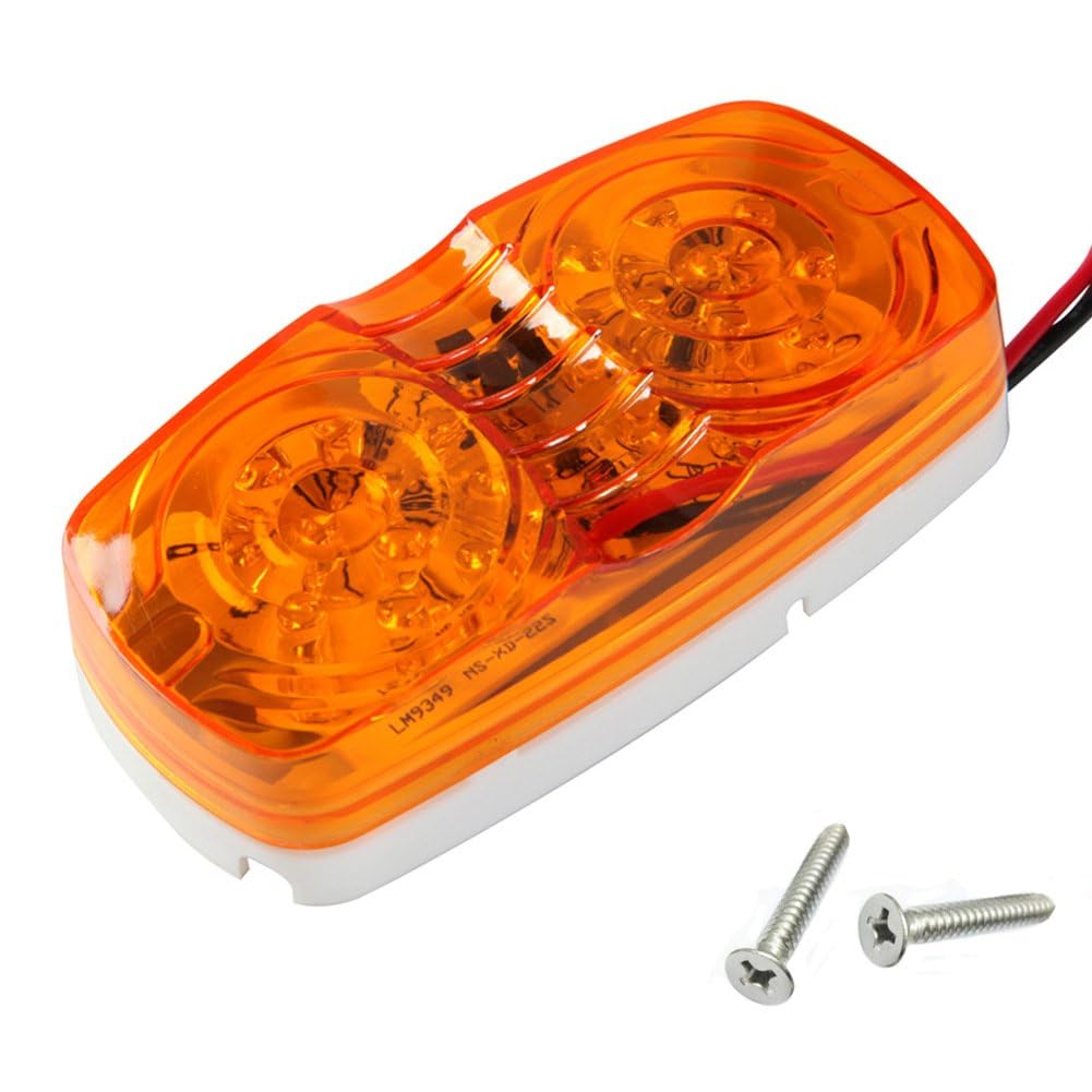 New Sun 2 Pcs Red Trailer Rv Side Marker Led Light, Bullseye/Tigereye/Double Bubble Clearance Light 10 Led, 12V 4X2 Rectangular,