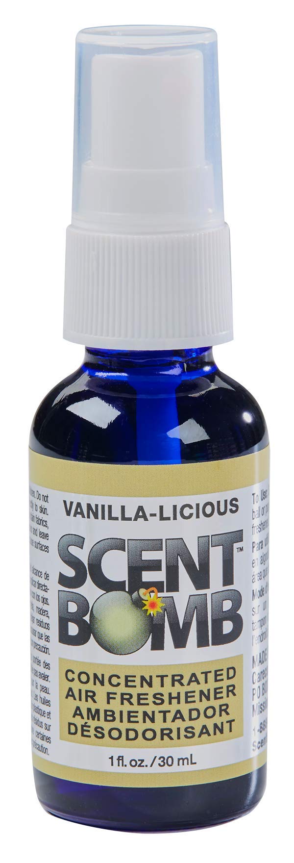 Scent Bomb Air Freshener Spray, Long-Lasting Odor Eliminator, 1 oz Pack of 4, Vanilla Scent, Effective Deodorizer for Home & Car