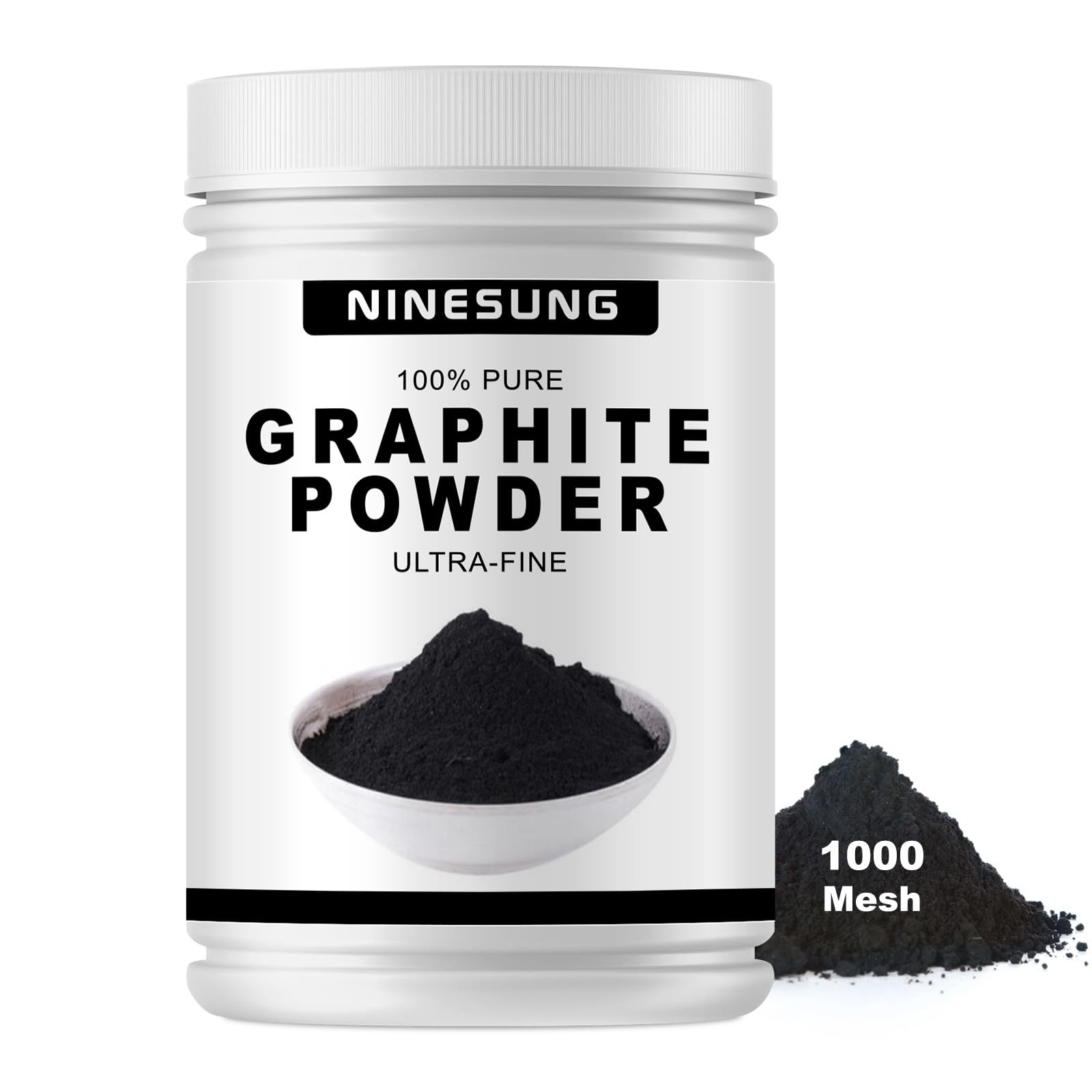 Ninesung Pure Graphite Powder | 2 LB - 1000 Grit Superultra-Fine Graphite Powder | Graphite's Lock Lubricant | Dry Graphite's Lu