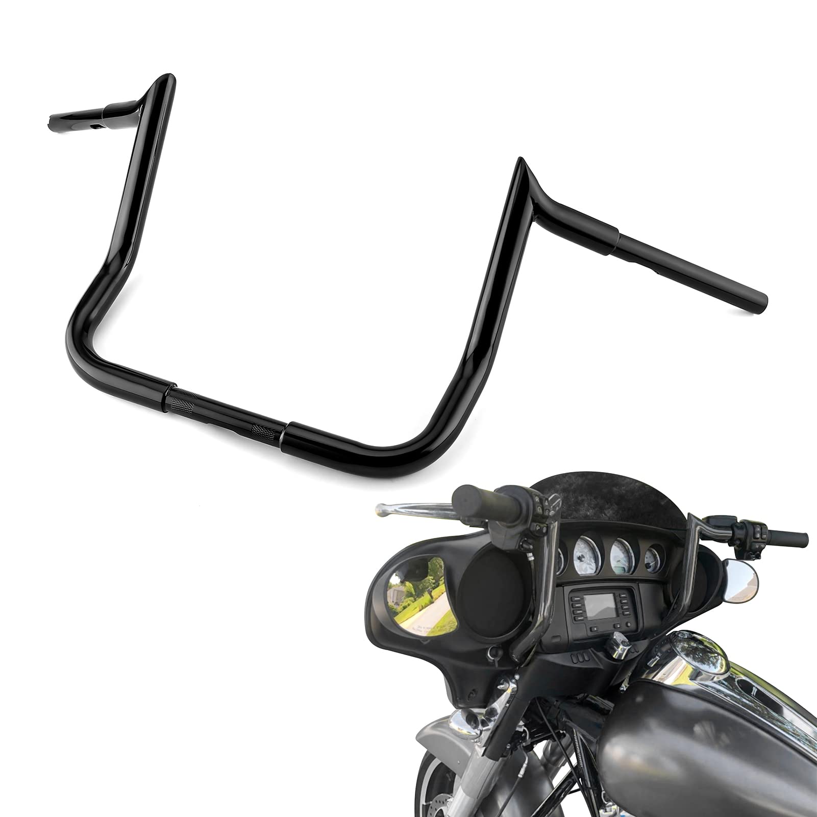 Mofun 10'' Rise Ape Hangers Handlebar Monkey Bar Compatible With 1986-2023 Harley Touring Street Glide Electra Glide Flhx Flht M