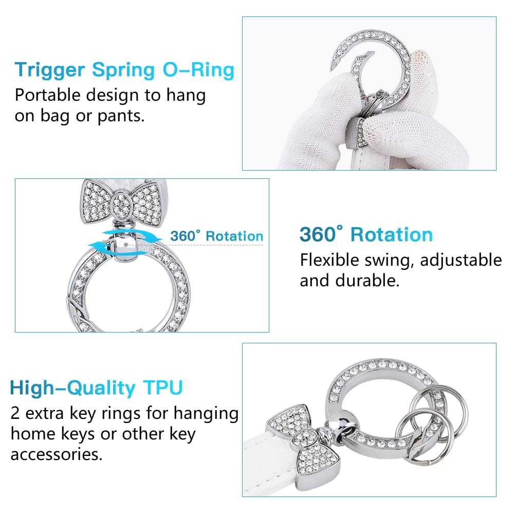 1797 Key Fob Cover For Audi Q5 Q7 A4 A5 S4 S5 Tt Accessories Bling Car Key Chain Case Shell Protector Women Men White Silver Tpu