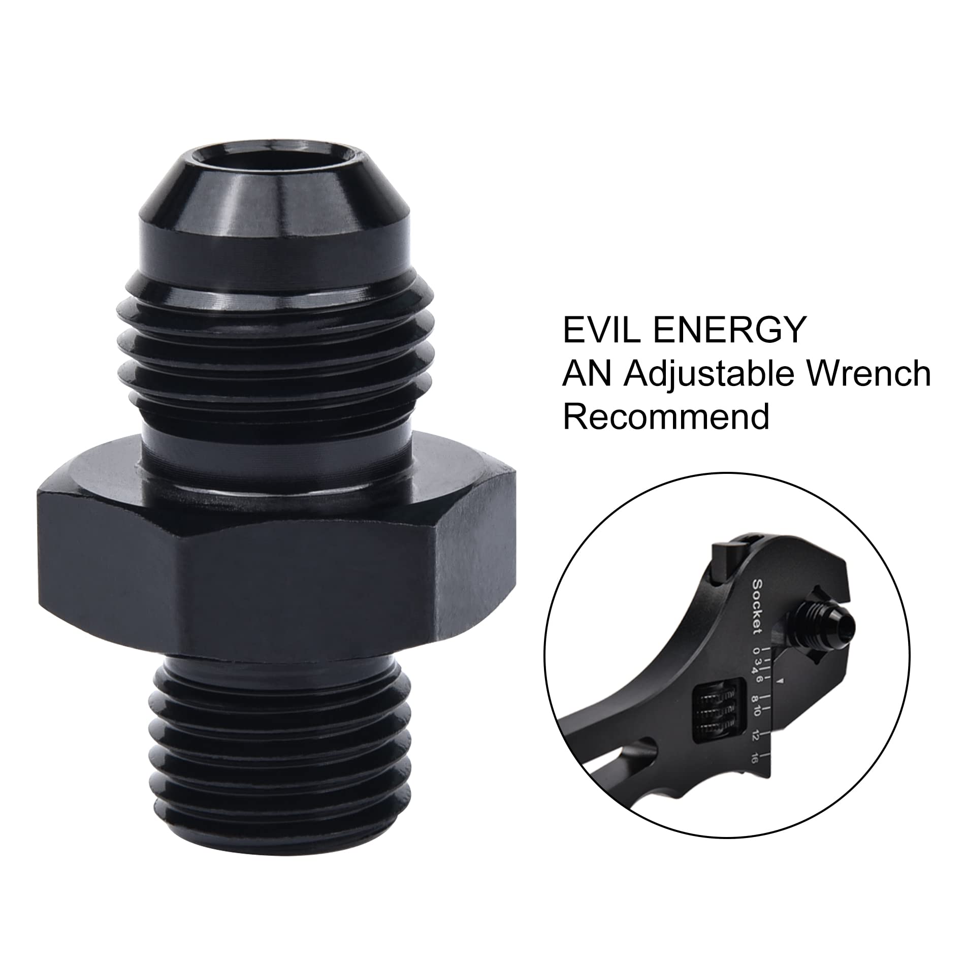 Evil Energy 6An Male Flare To M12 X 1.25Mm Male Metric Fitting Adapter Aluminium Alloy 2Pcs