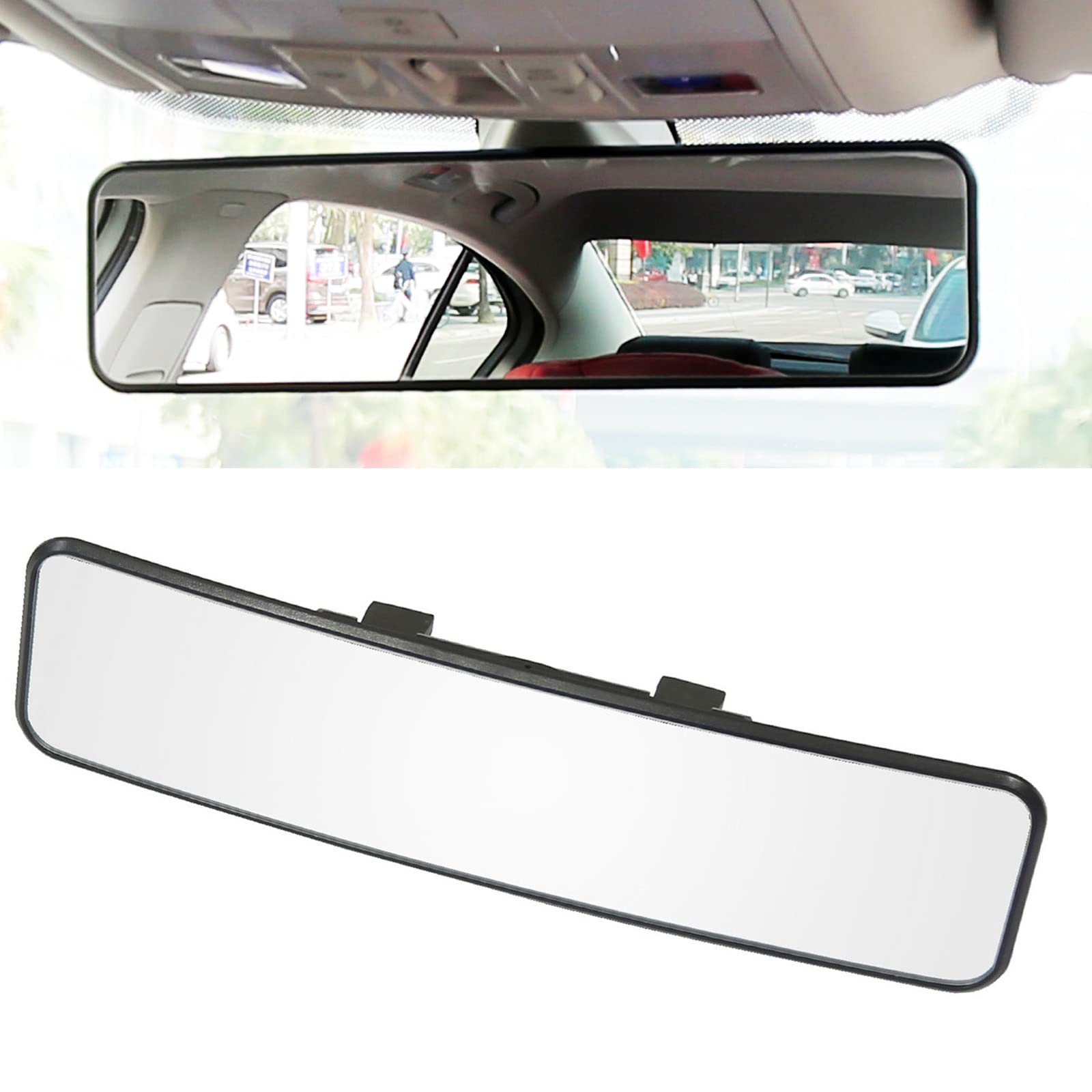 Kitbest Rear View Mirror, Universal Interior Clip On Panoramic Rearview Mirror to Reduce Blind Spot Effectively - Wide Angle - C