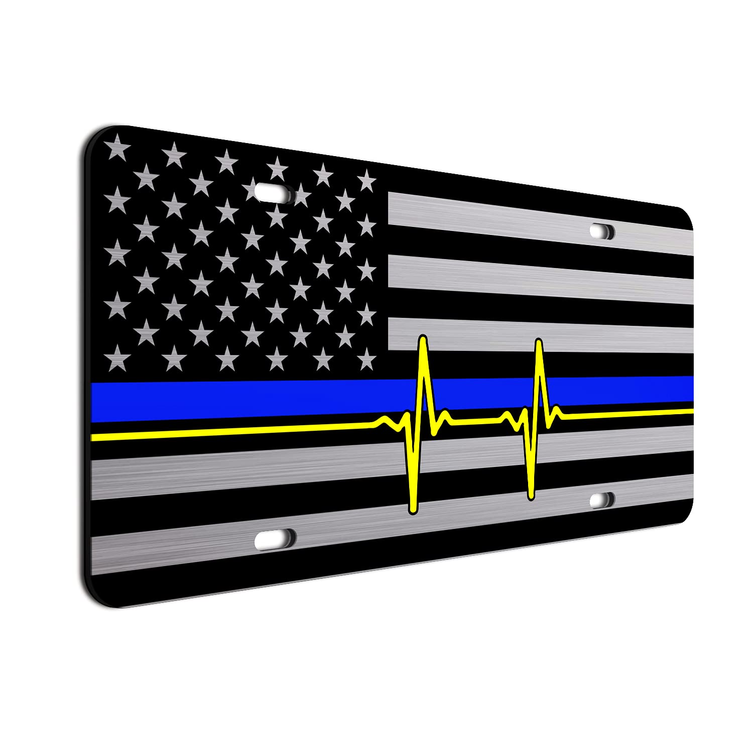 American Flag License Plate Thin Blue Line Dispatcher Heartbeat Thick Heavy Duty Usa Made