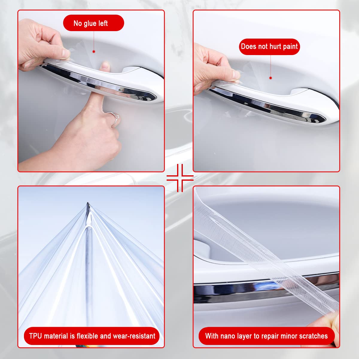 Carbon Fiber Car Door Protector - 8PCS Anti-Scratch Film, Non-Marking, Self-Adhesive for All Cars (Clear)