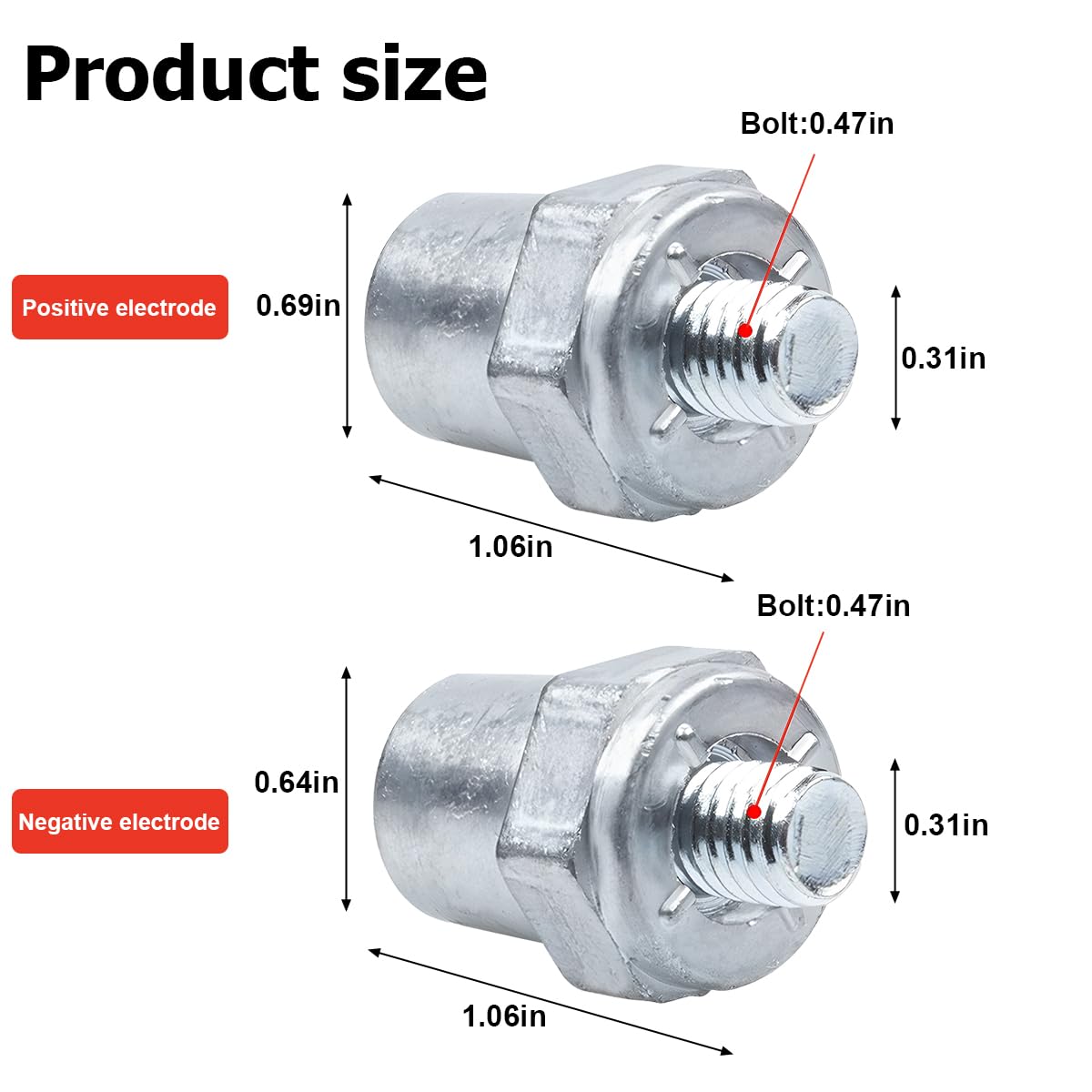 AUCELI Car Thread Male Battery Post, 4PCS 3/8-16 Lead Made Vehicle Side Terminal Charging Extender, Automotive Batteryterminal