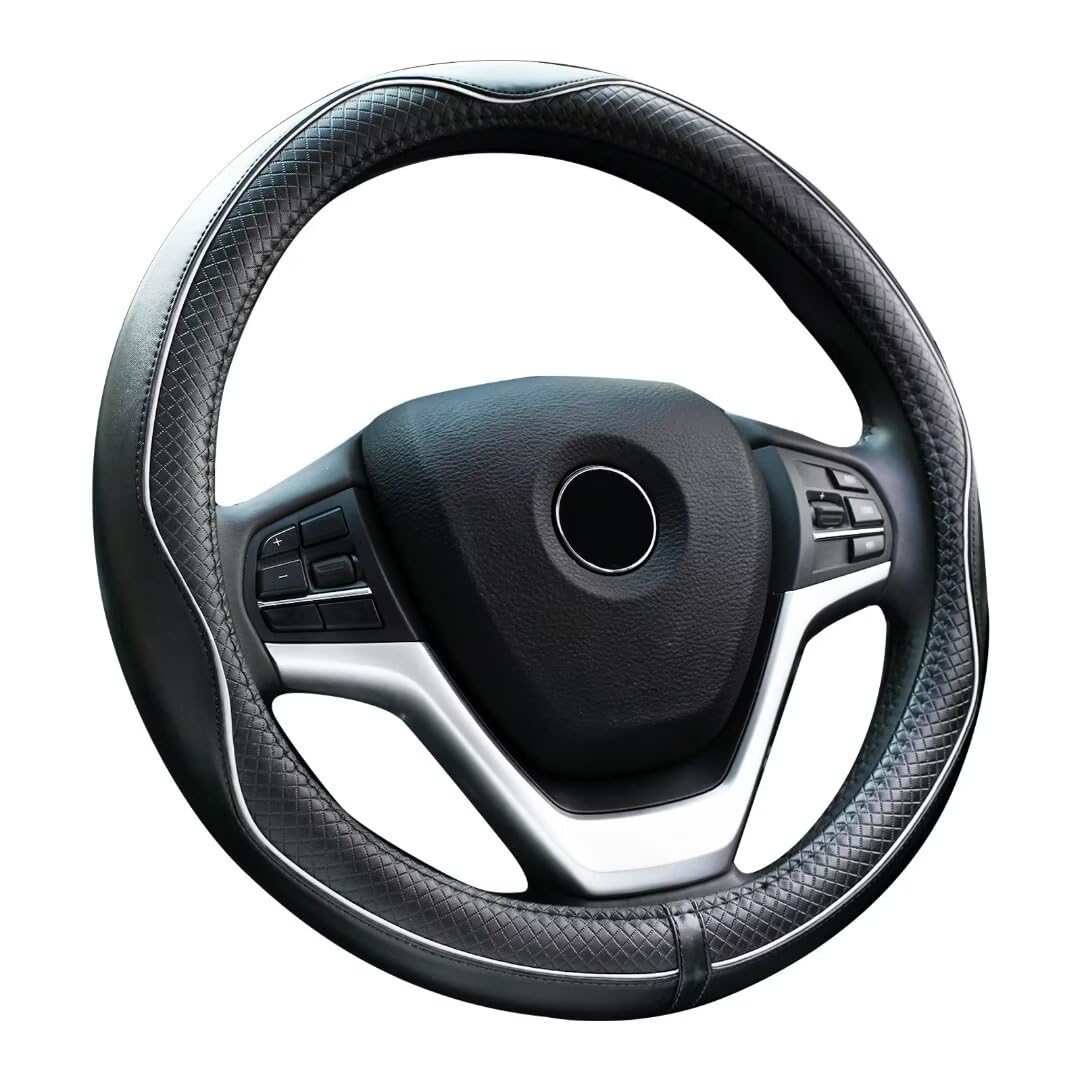 Rueesh Microfiber Leather Steering Wheel Cover Anti-Slip Matte Finish Auto Car Wheel Cover Universal 15 Inch Wheel Cover For Car