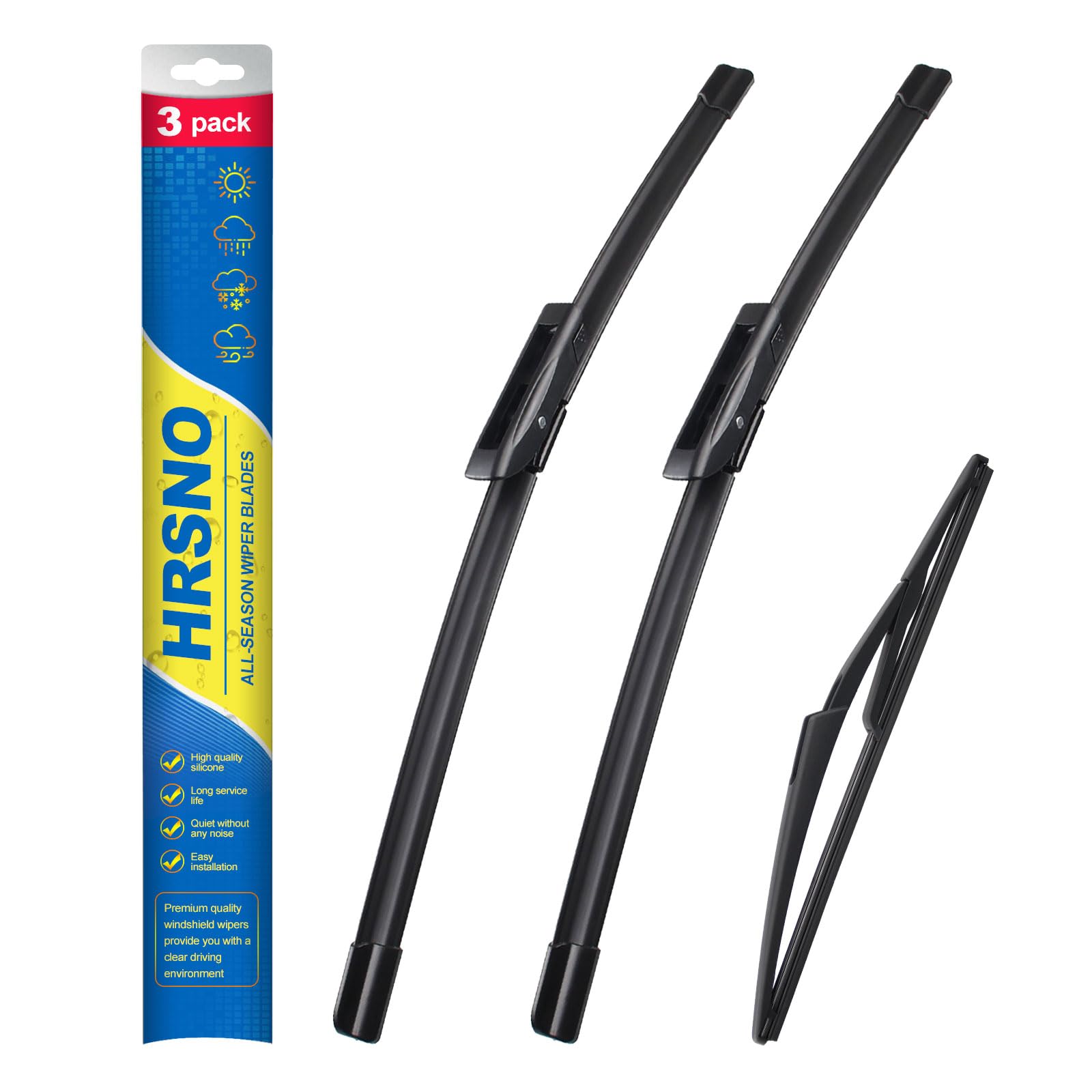 Hrsno 18''+19'' Windshield Wipers With 10'' Rear Wiper Blade Sets Automotive Replacement For Mini Cooper 2013,Easy For Installat