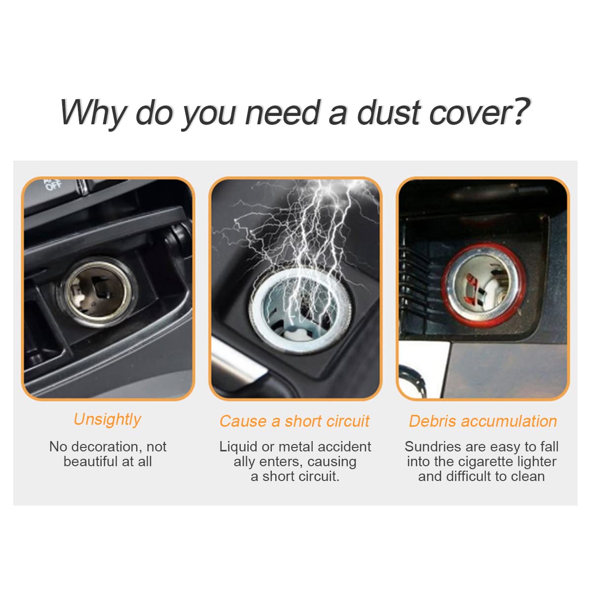 AUKEPO Bling Car Cigarette Lighter Plug Cover, Dustproof Aluminum, Universal Fit for Most Cars, Pink