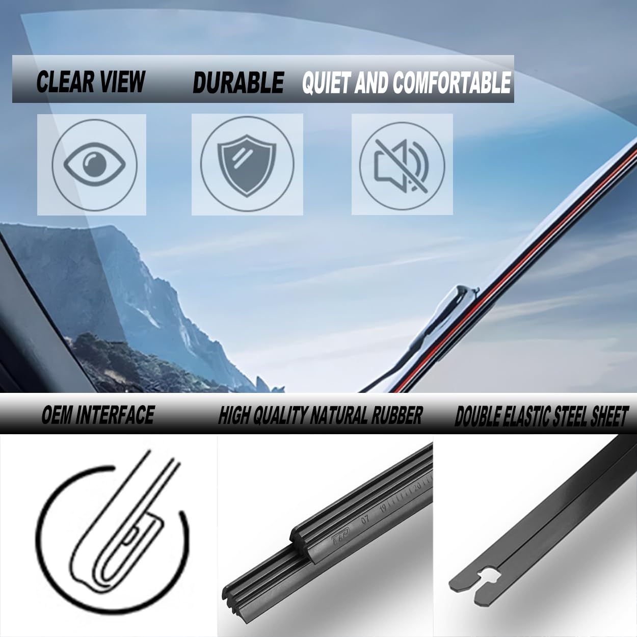 Attke Oem Quality Front Windscreen Wiper Blades For Chrysler 300 2011-2020/Chevrolet Camaro 2010-2015/Honda Odyssey 1999-2004 Pi