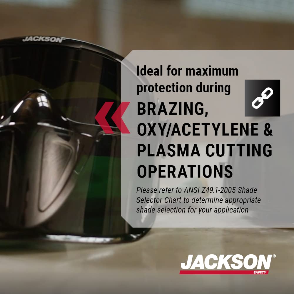 Jackson Safety Gpl530 Premium Goggle With Detachable Face Shield, Anti-Fog Coating, Shade 3 Ir Lens, Green, 21001