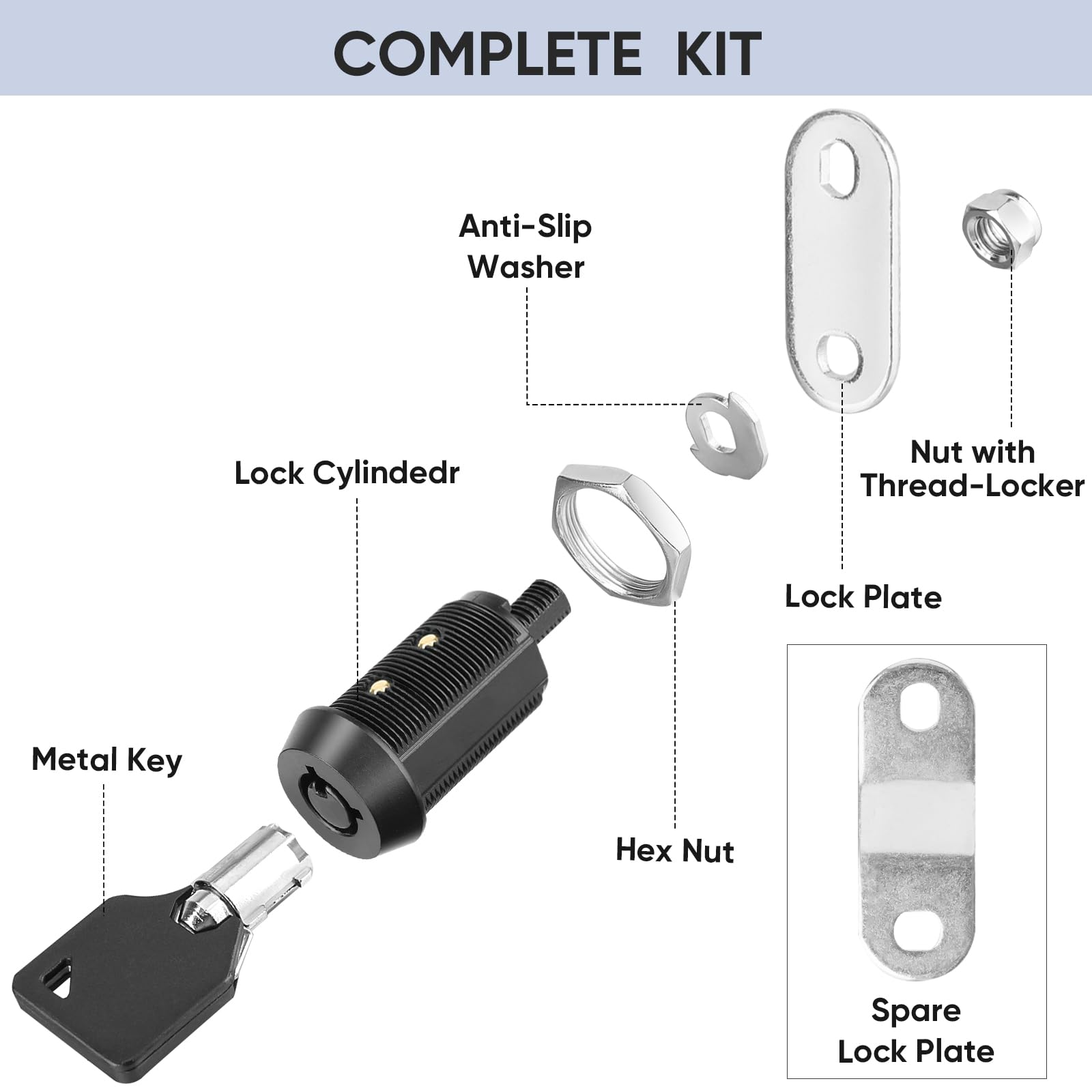 Pteromy 5 Pack Cabinet Lock With Keys, 5/8'' Heavy Duty Tubular Cam Lock For Rv Compartment Storage Locks, Full Set Of Rv Cam Lo